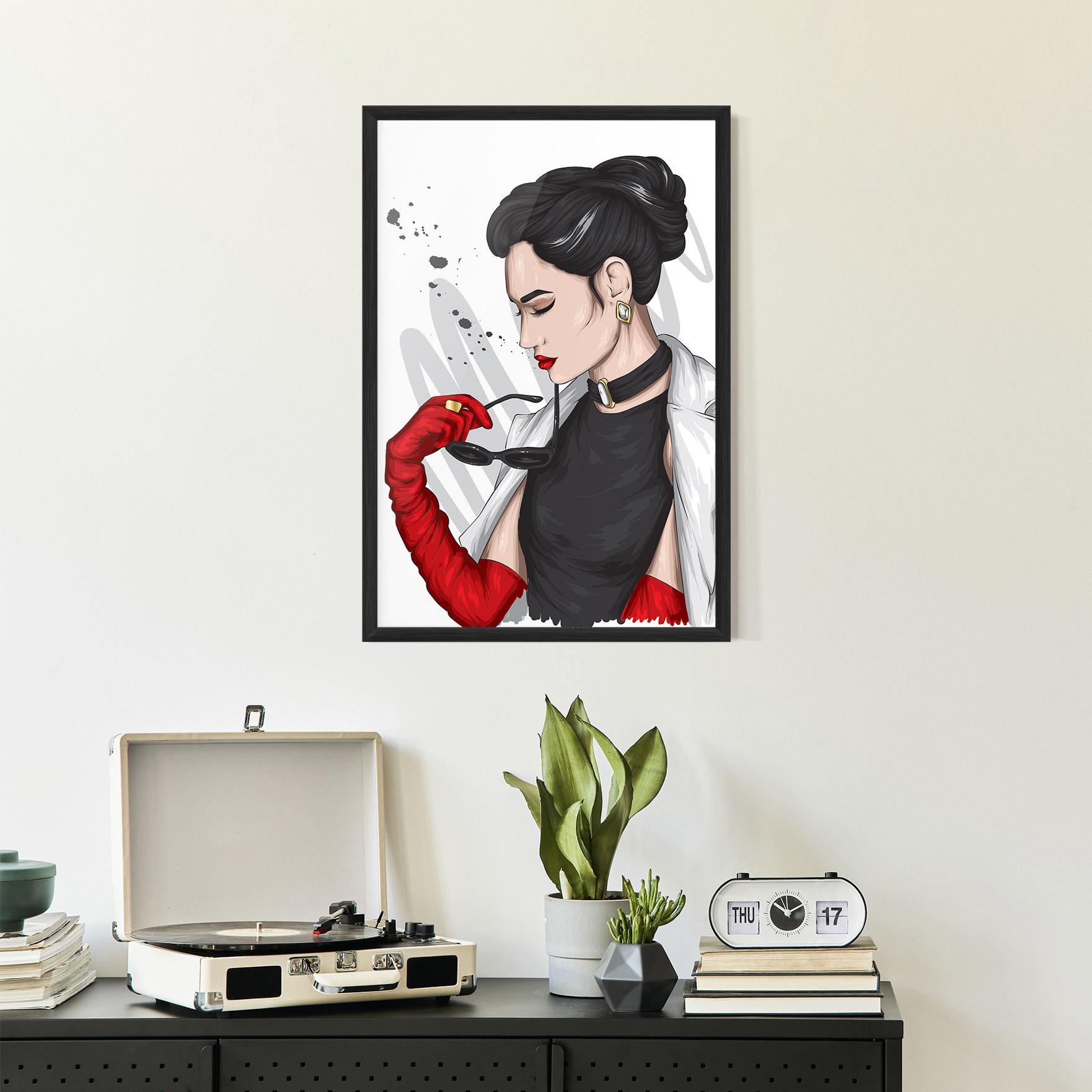 Keretezett Poszter Vintage Red Gloves mockup 2