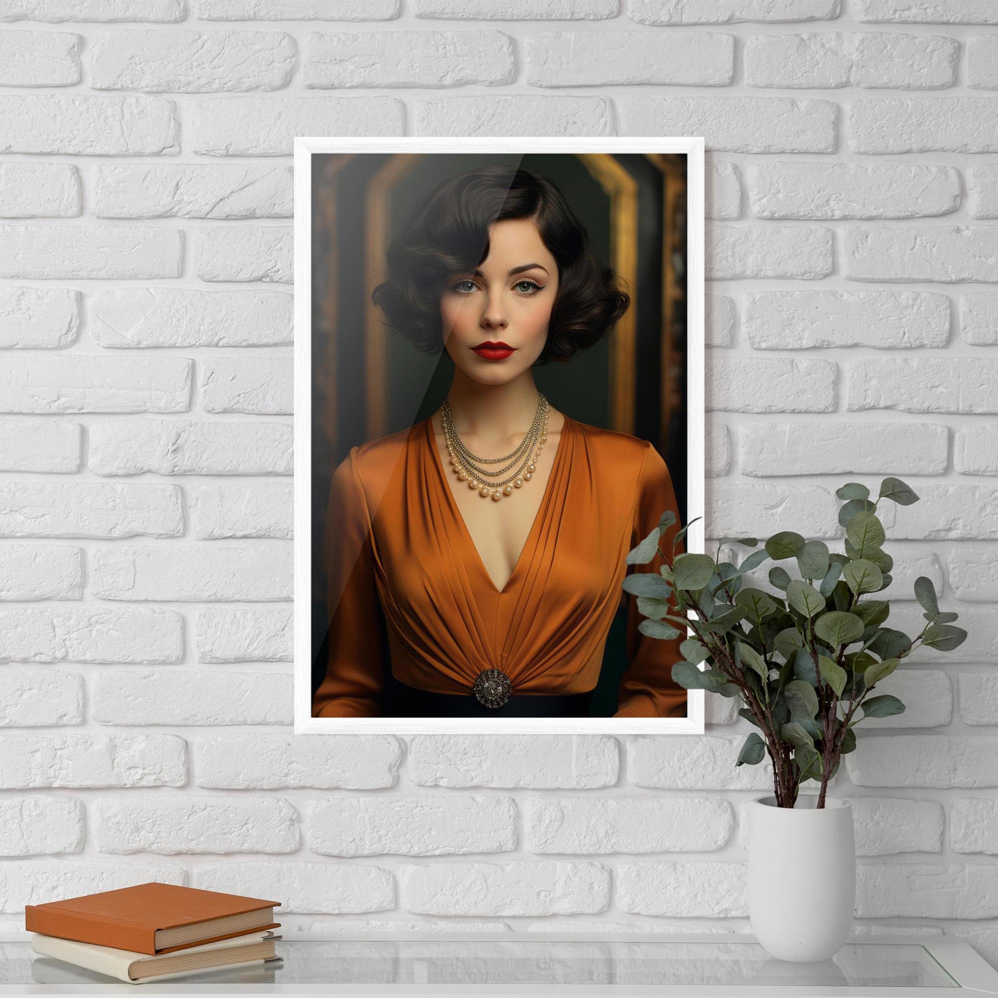 Keretezett Poszter Orange Blouse Pearls mockup 5