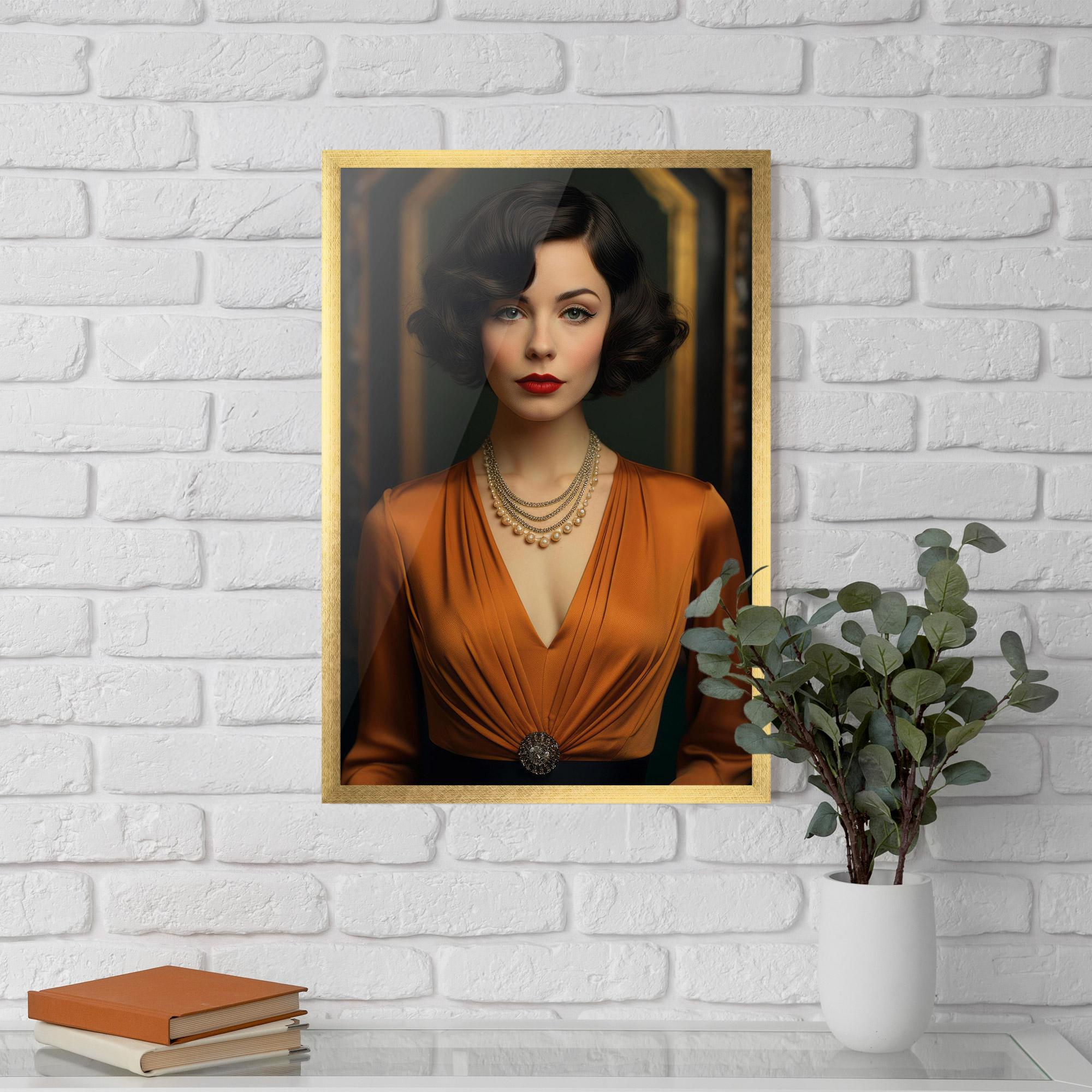 Keretezett Poszter Orange Blouse Pearls mockup 5