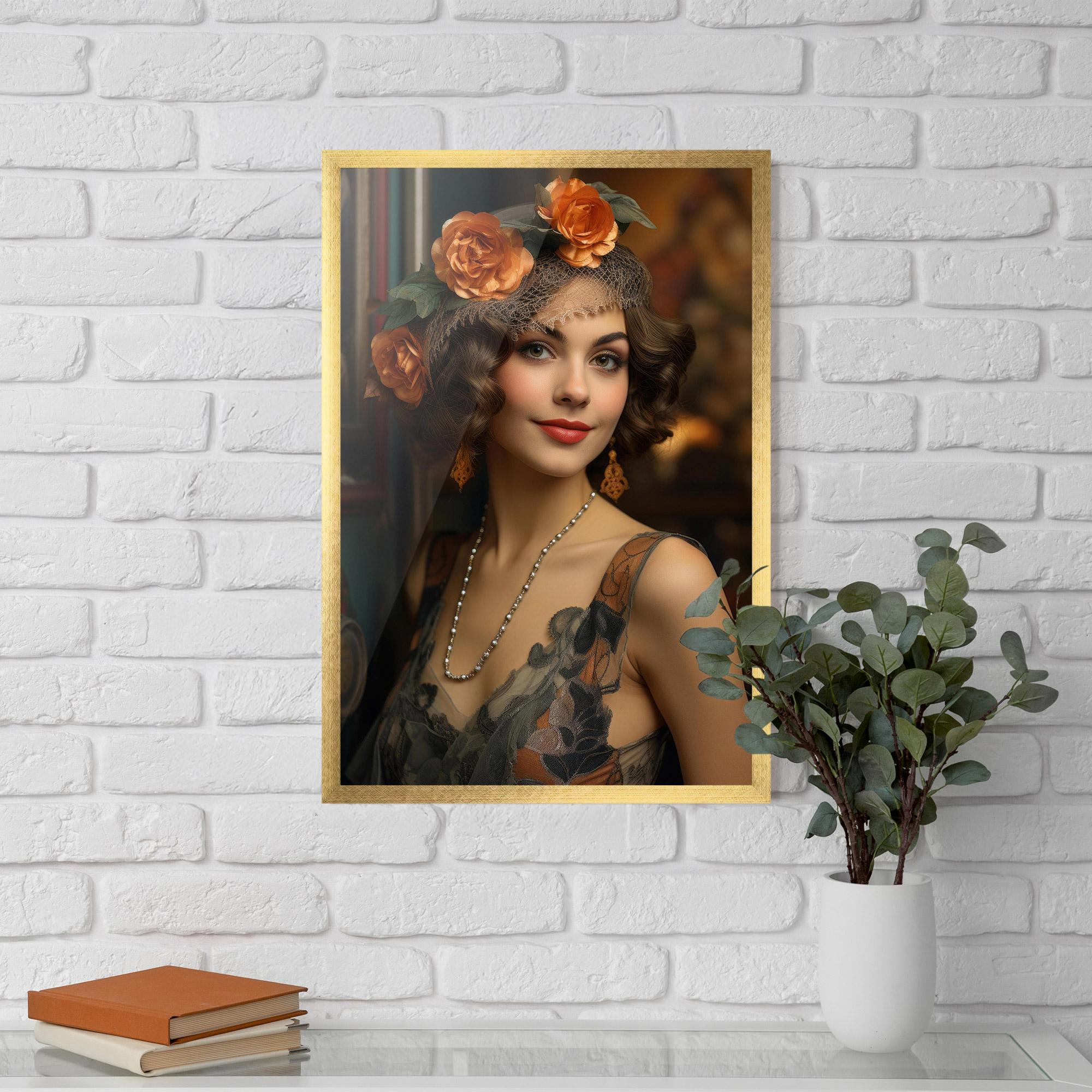 Keretezett Poszter Orange Vintage Roses mockup 5