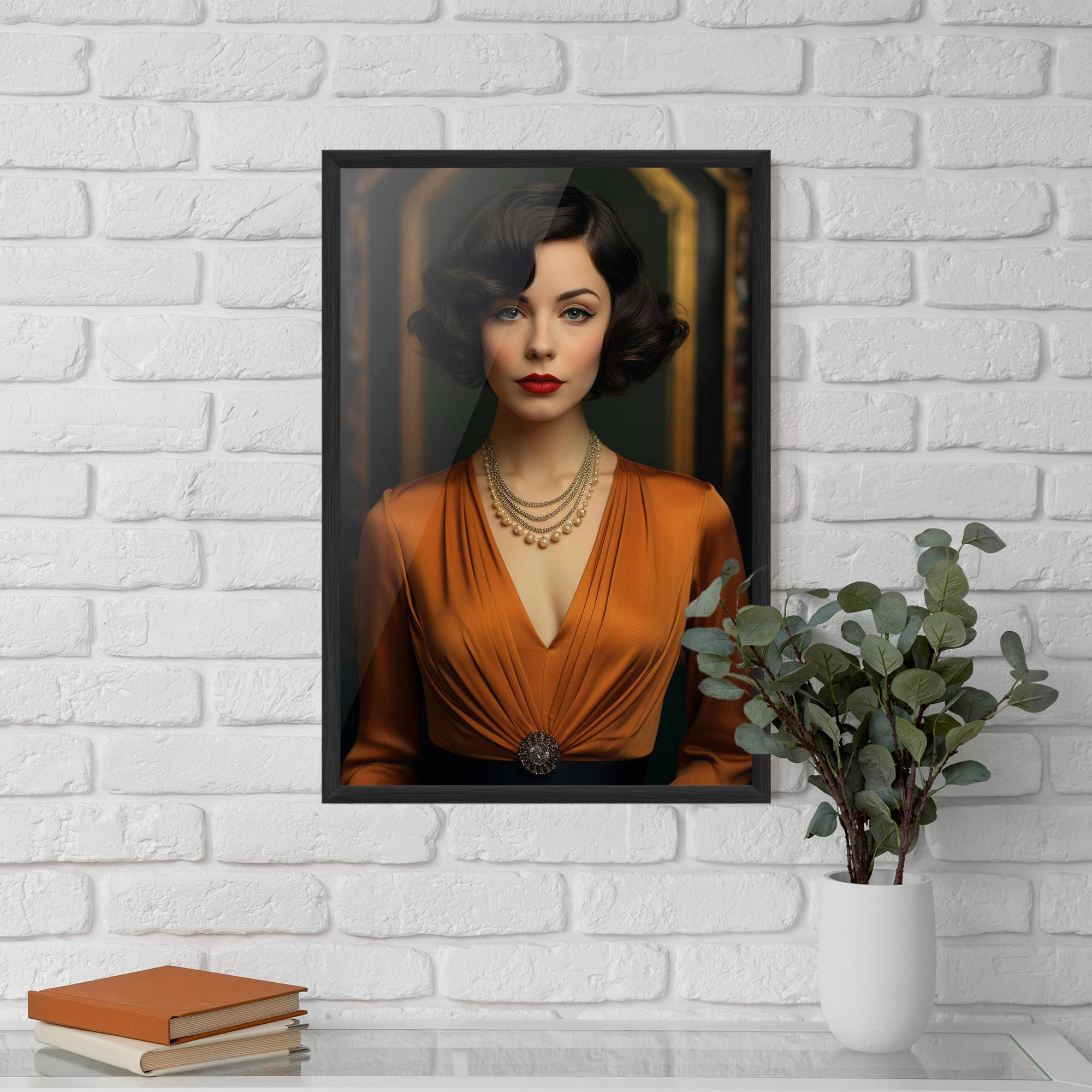 Keretezett Poszter Orange Blouse Pearls mockup 5