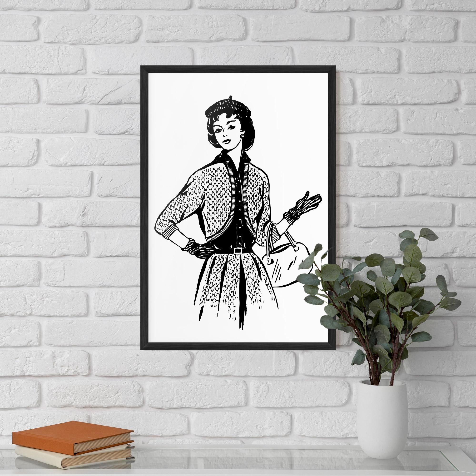 Keretezett Poszter Vintage Woman Line mockup 5