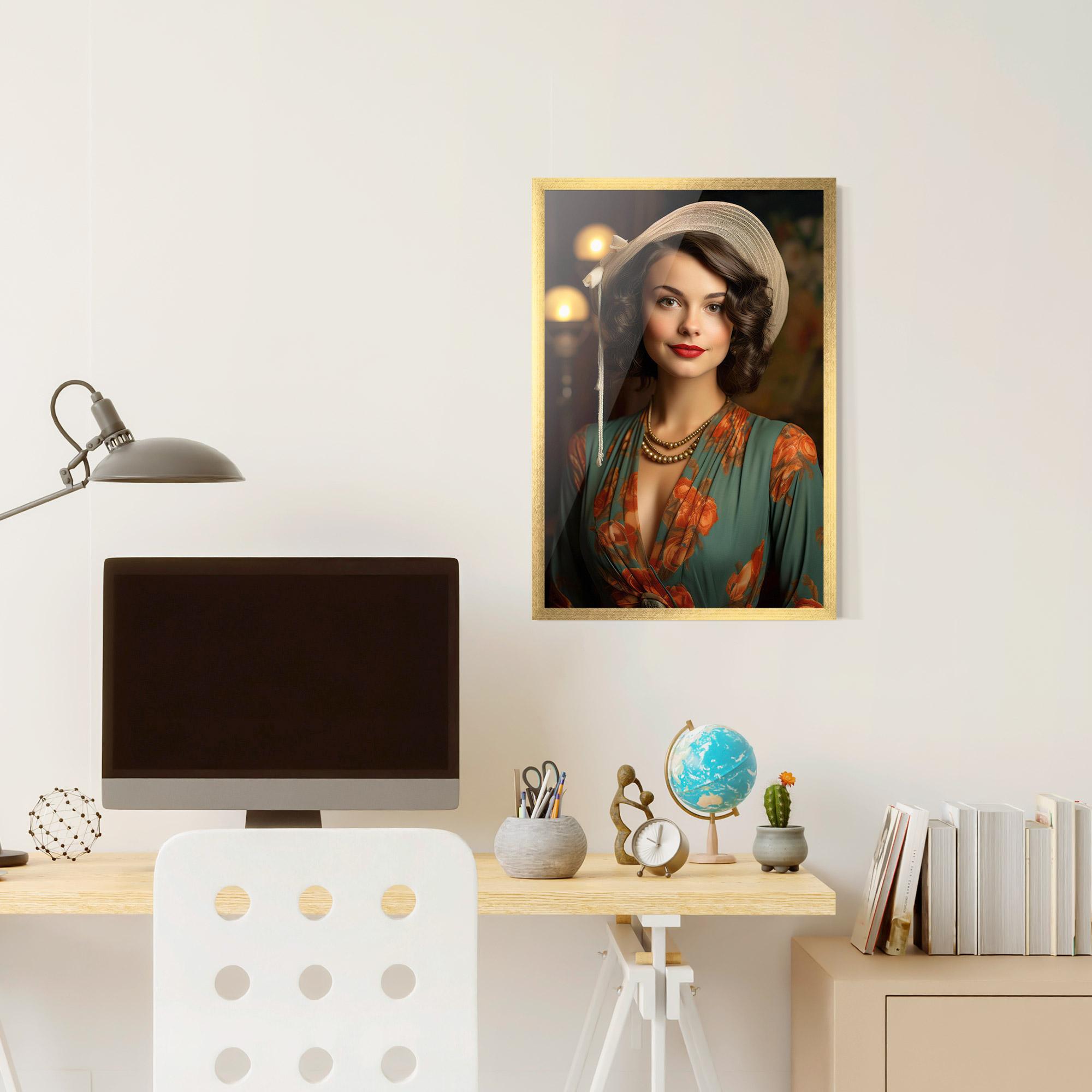 Keretezett Poszter Green Orange Blouse mockup 6