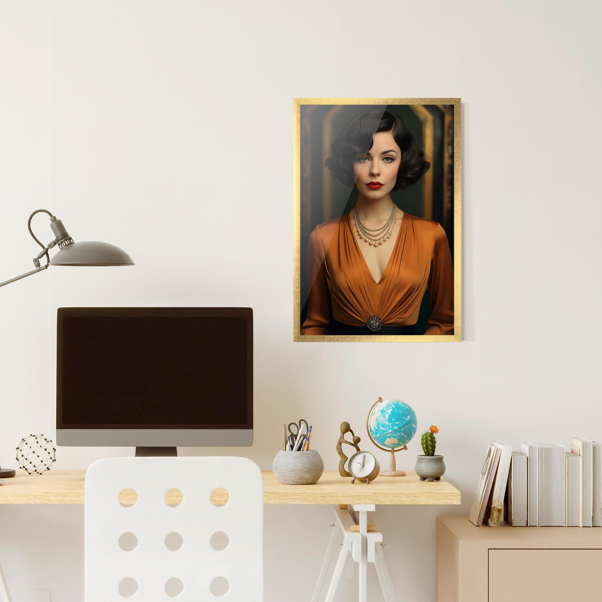 Keretezett Poszter Orange Blouse Pearls mockup 6