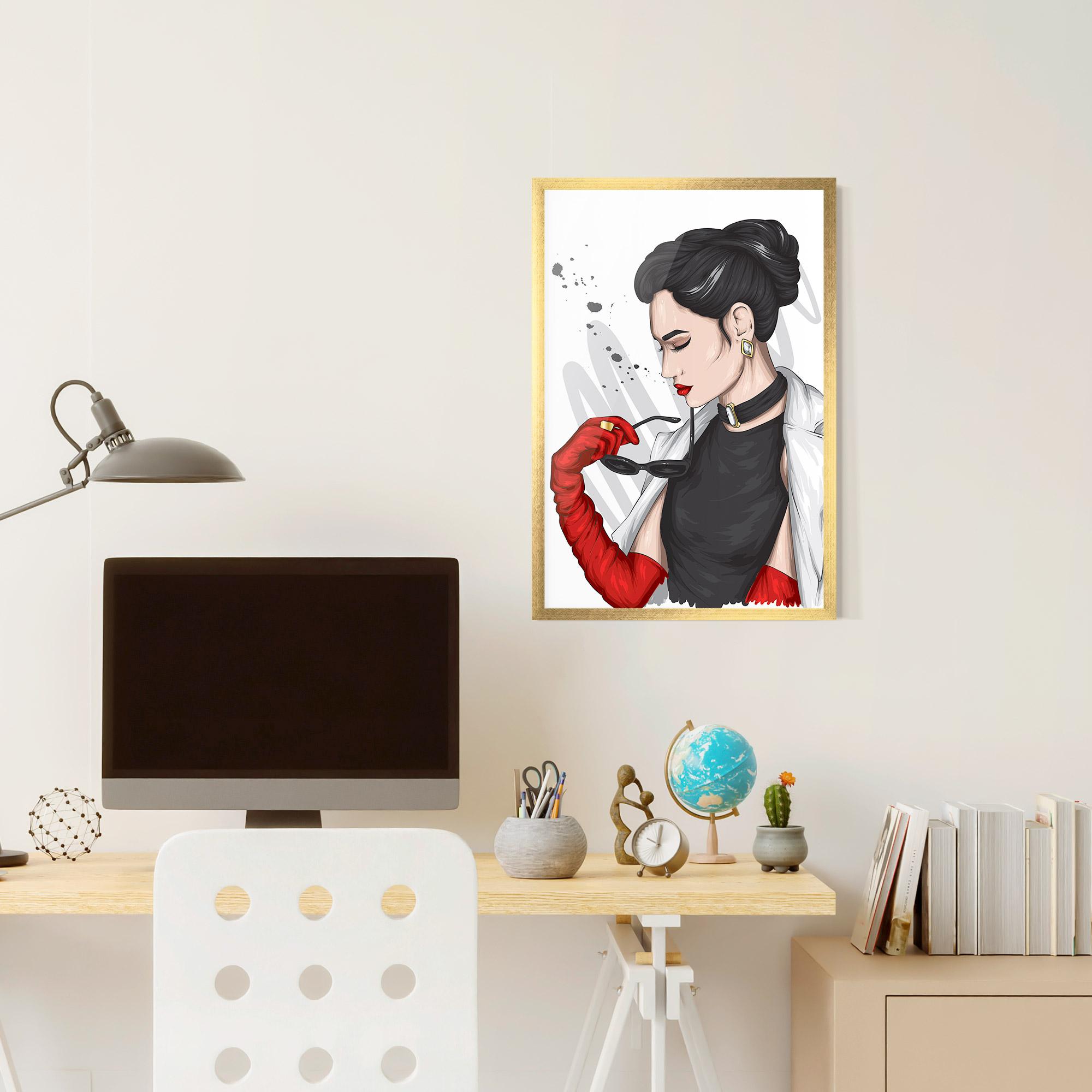 Keretezett Poszter Vintage Red Gloves mockup 6