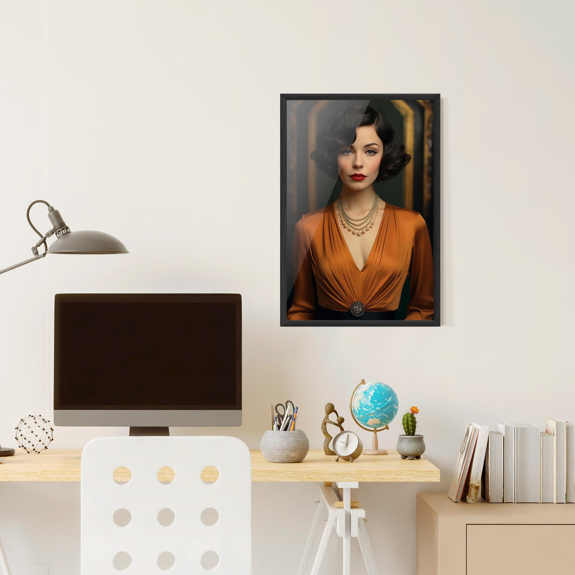 Keretezett Poszter Orange Blouse Pearls mockup 6