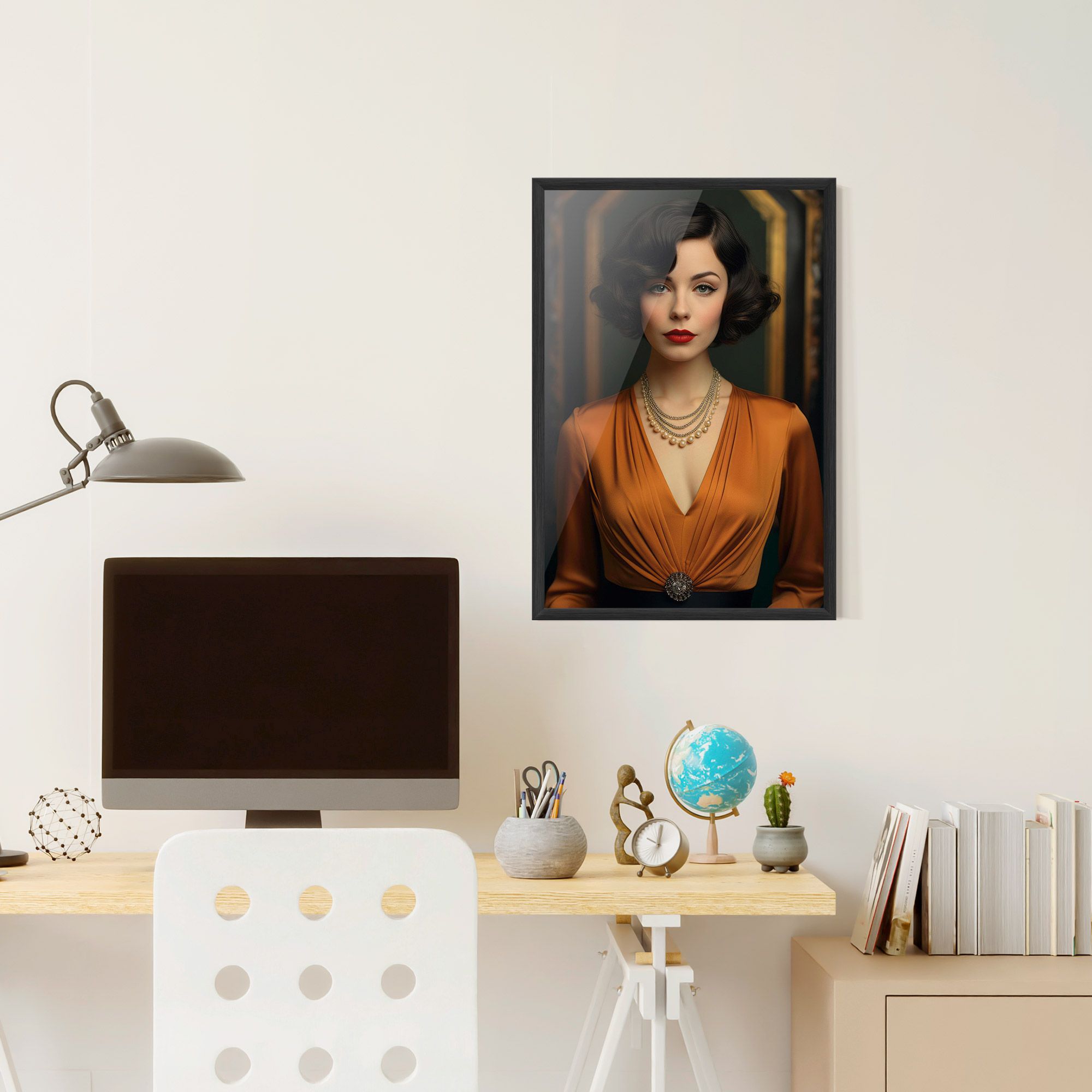 Orange Blouse Pearls mockup 6