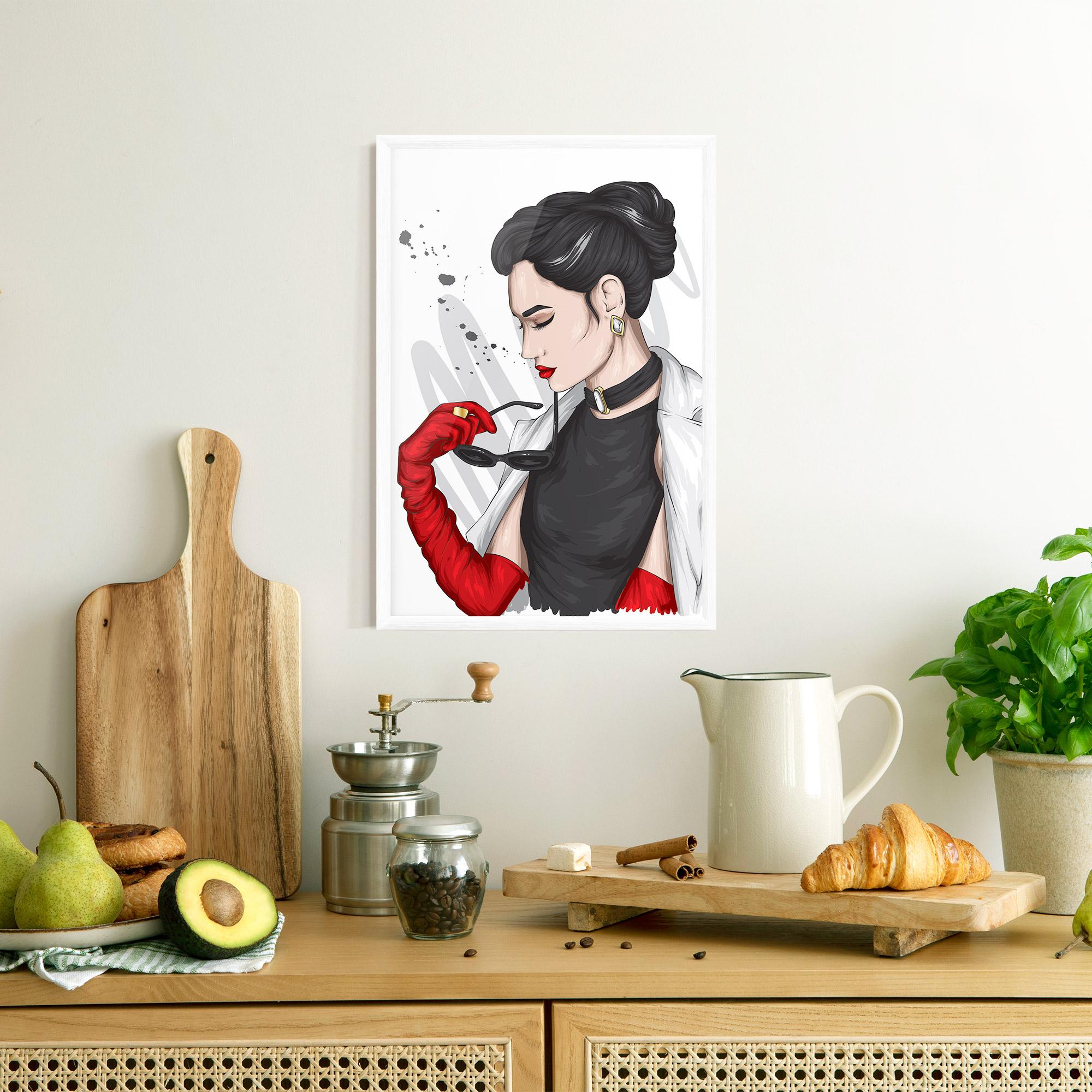 Keretezett Poszter Vintage Red Gloves mockup 8