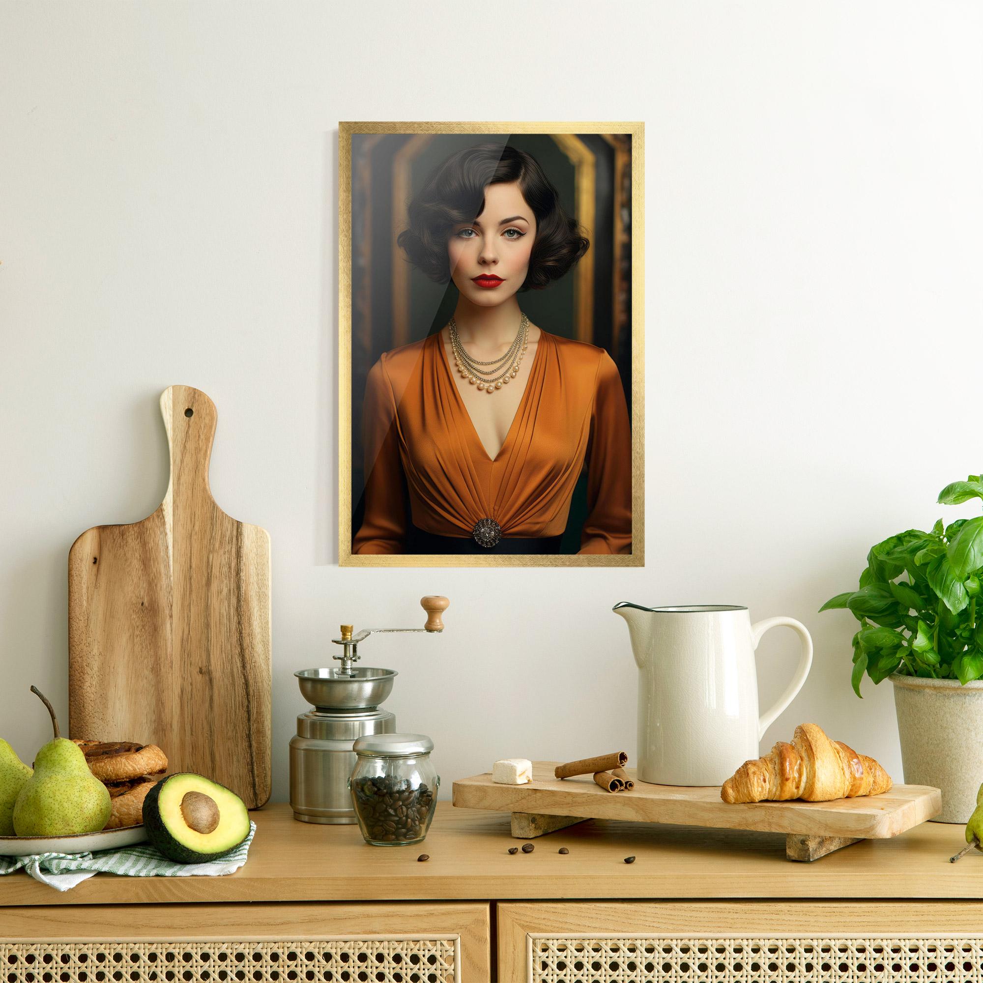 Keretezett Poszter Orange Blouse Pearls mockup 8