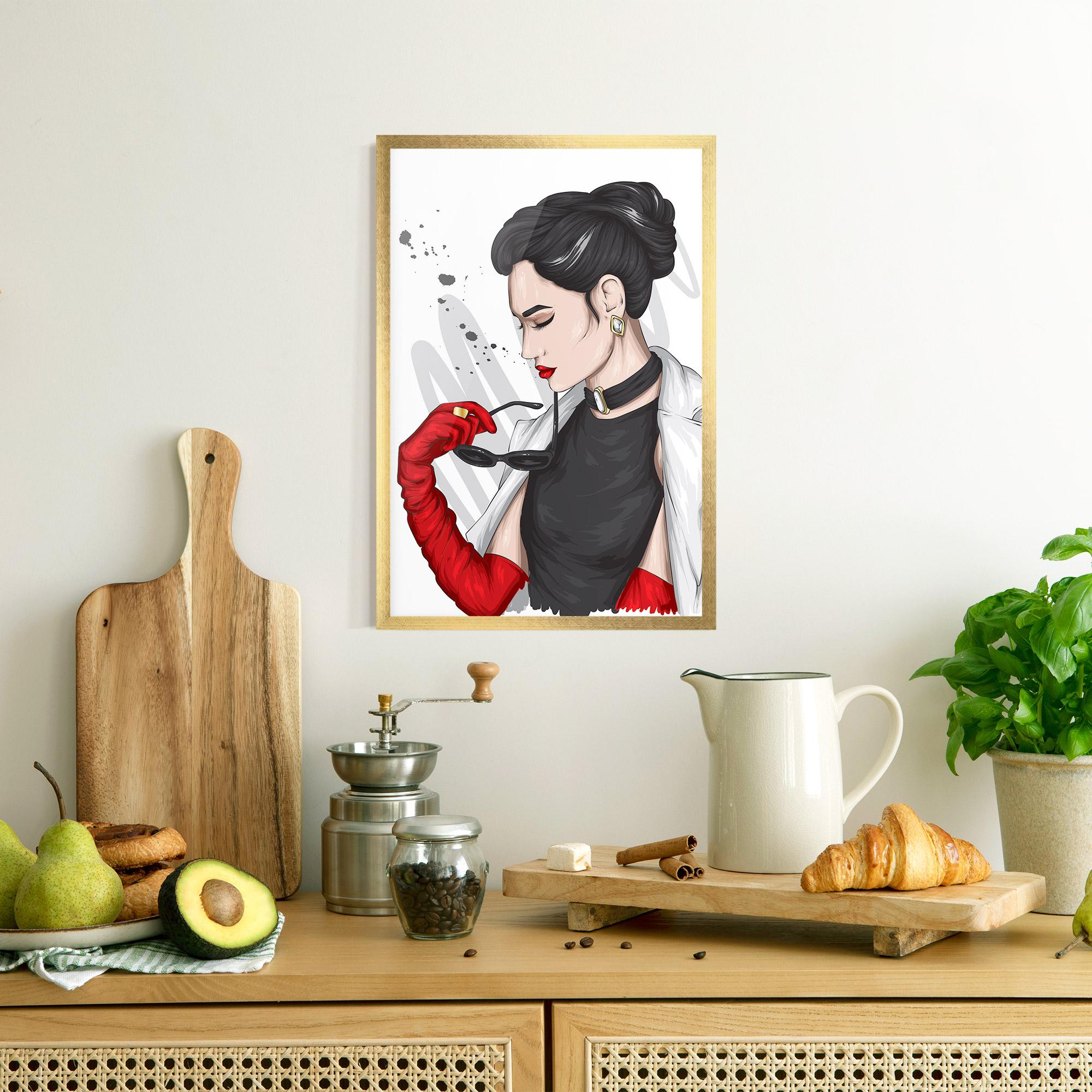 Keretezett Poszter Vintage Red Gloves mockup 8