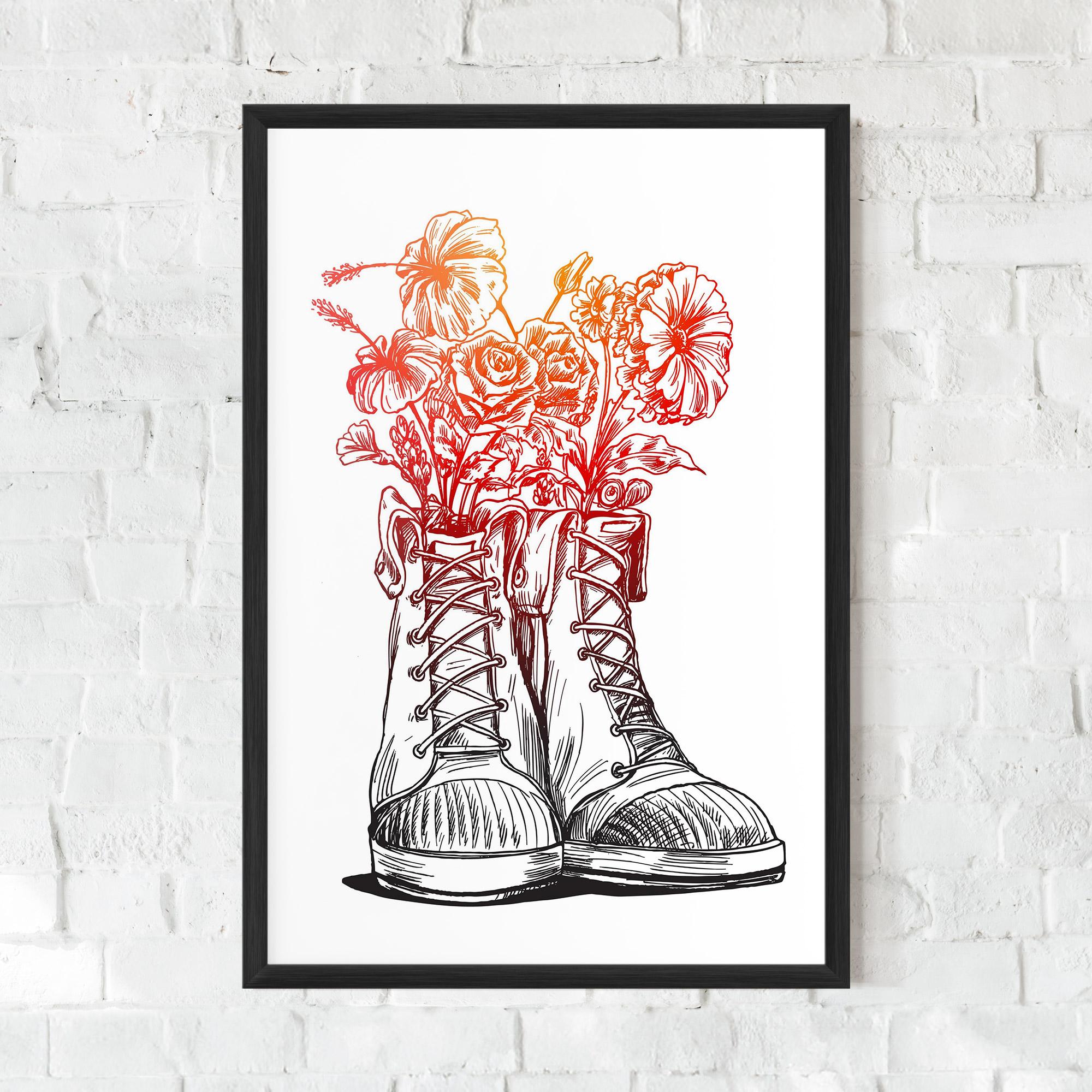 Keretezett Poszter Flower In Shoes mockup 0