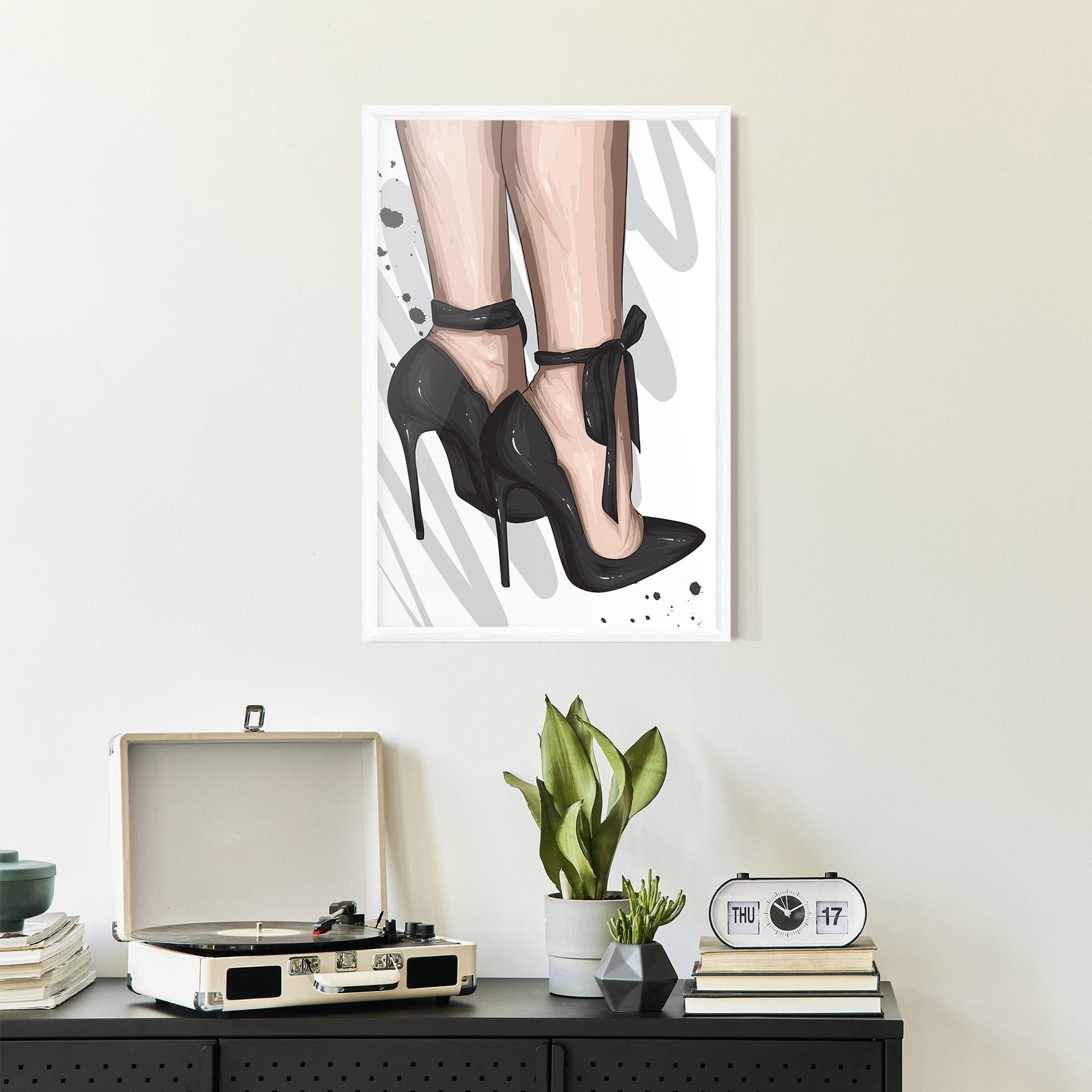 Keretezett Poszter Black Woman Shoes mockup 2