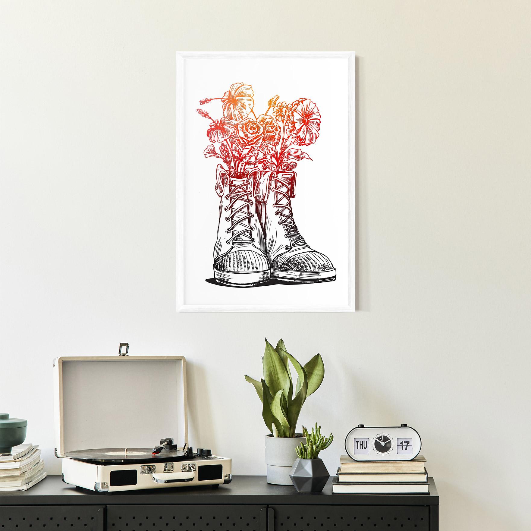Keretezett Poszter Flower In Shoes mockup 2