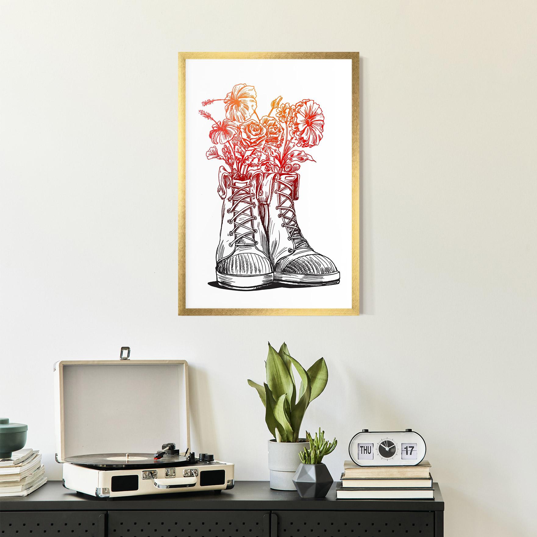 Keretezett Poszter Flower In Shoes mockup 2