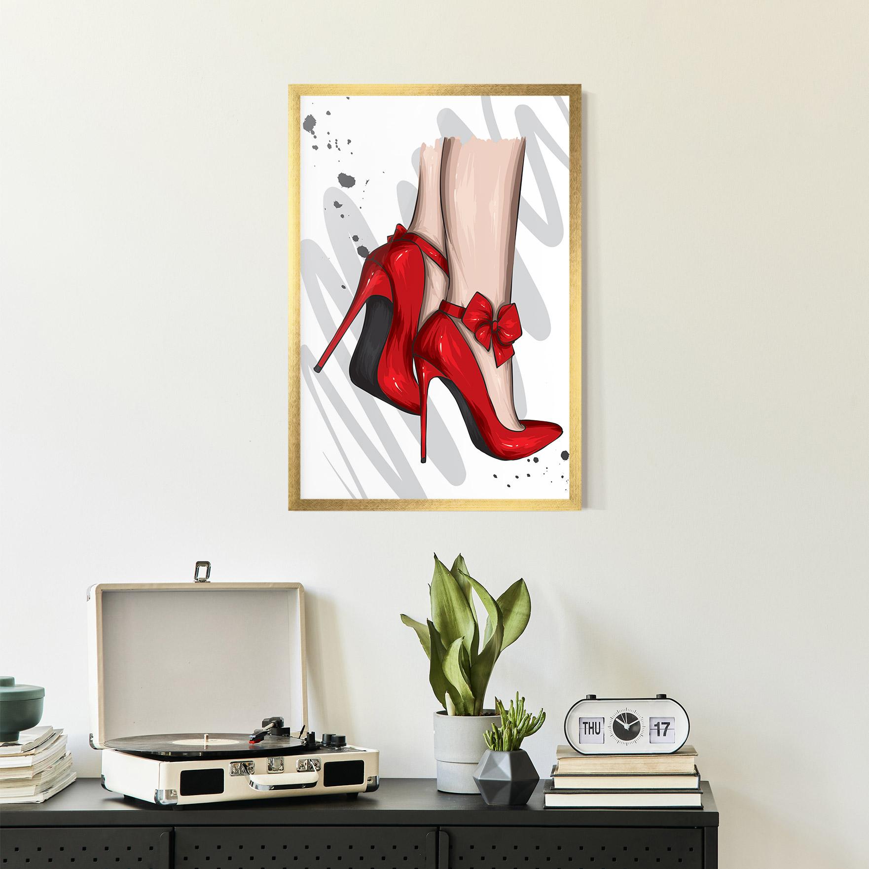 Keretezett Poszter Red Bow Heels mockup 2