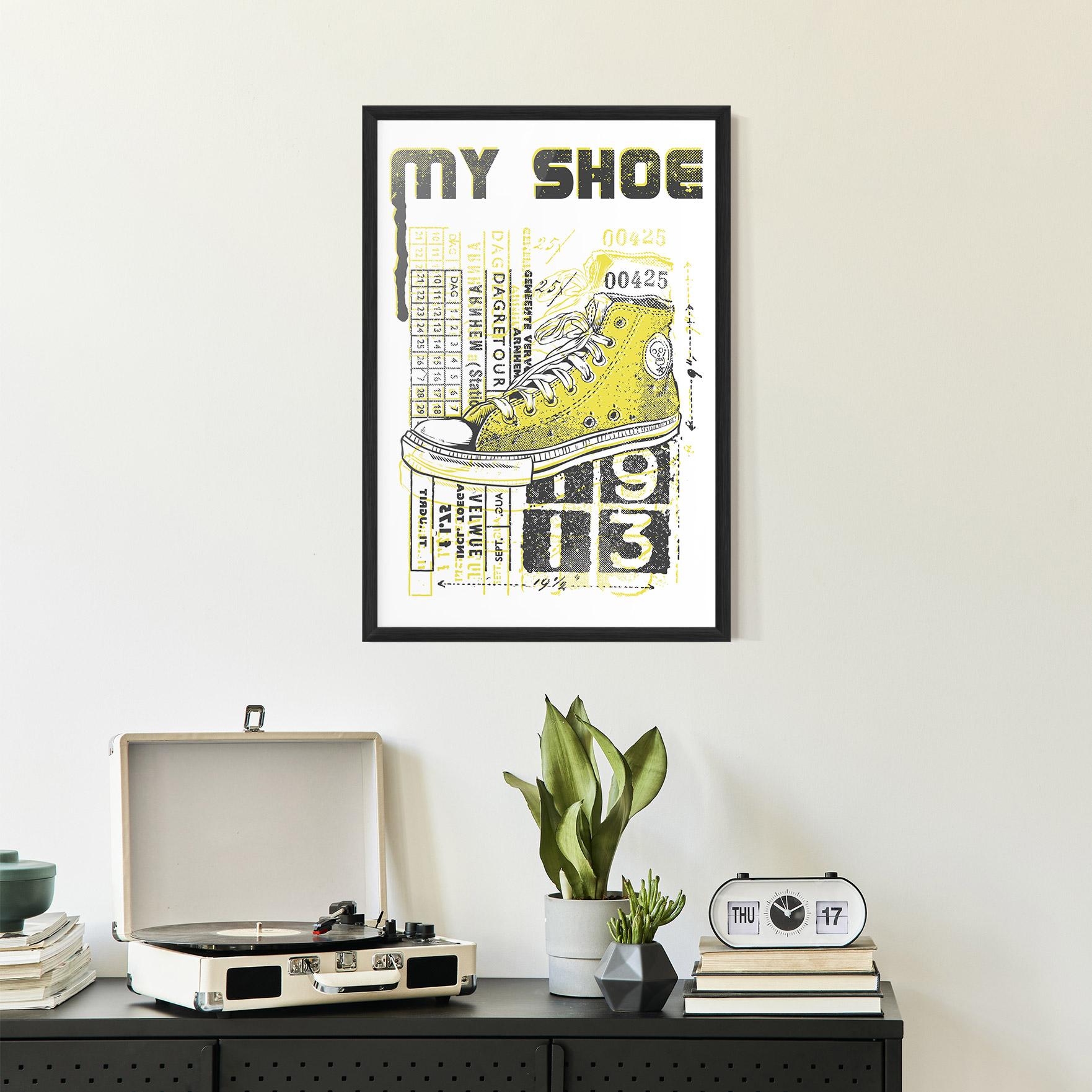 Keretezett Poszter My Shoe Yellow mockup 2
