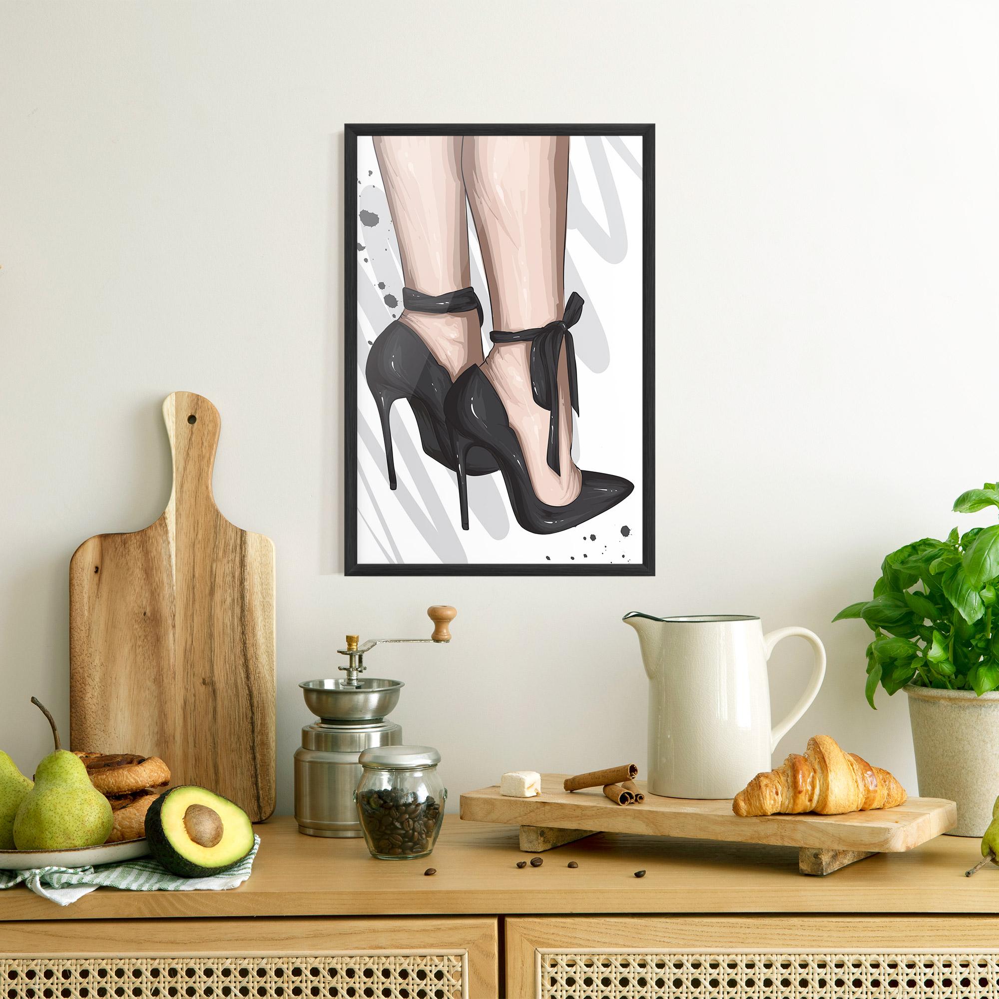 Keretezett Poszter Black Woman Shoes mockup 8