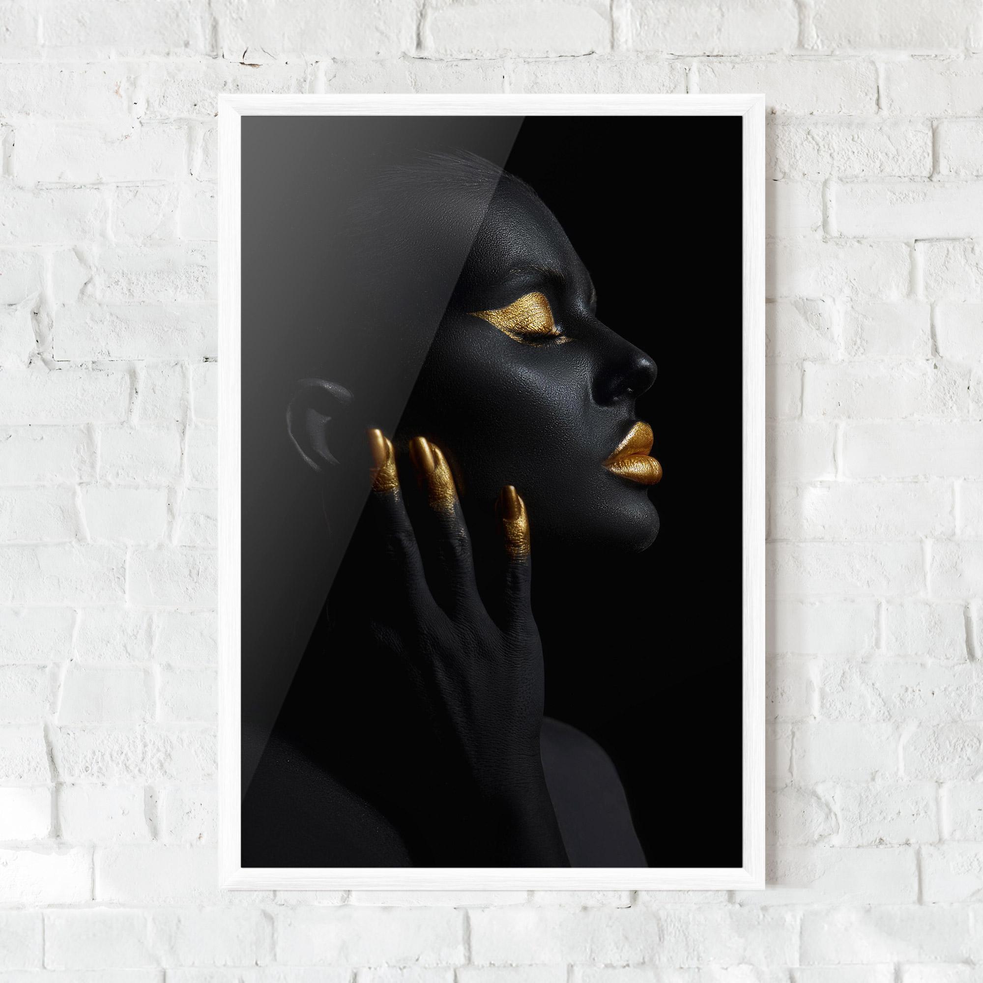 Keretezett Poszter Gold Black Paint mockup 0