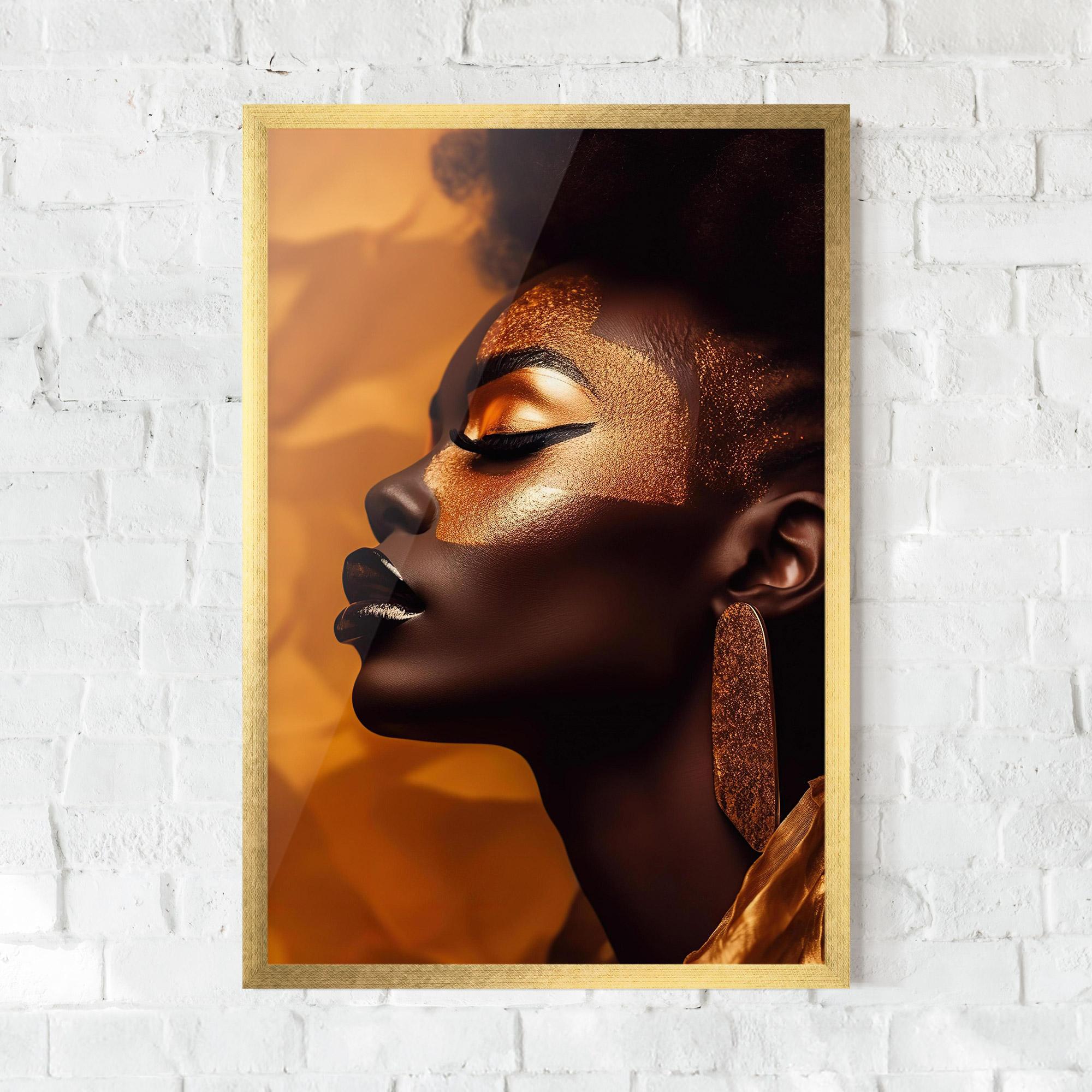Keretezett Poszter Fashion Gold Portrait mockup 0