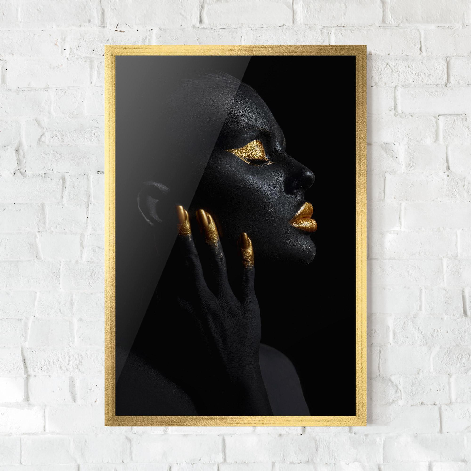 Keretezett Poszter Gold Black Paint mockup 0