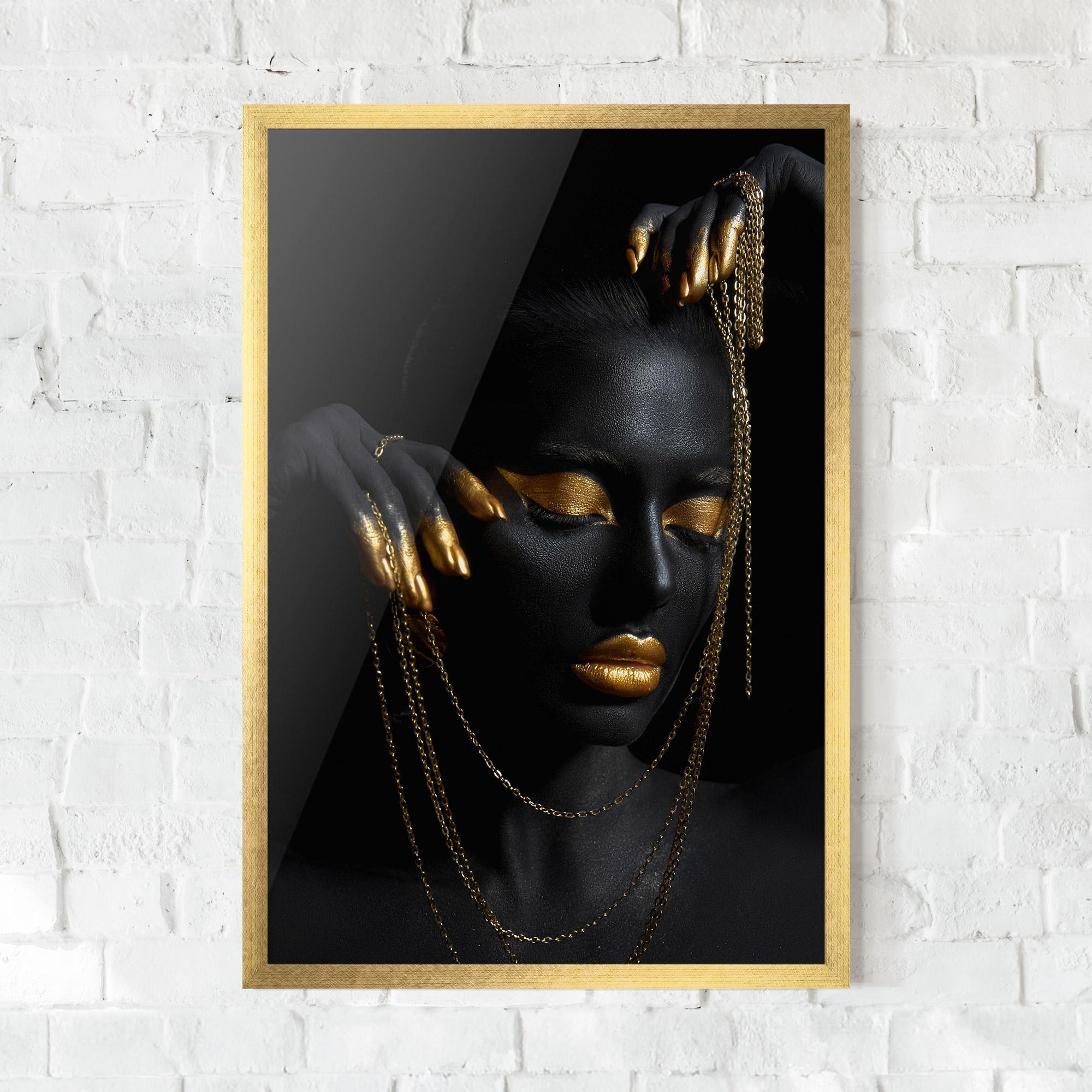 Keretezett Poszter Gold Black Skin mockup 0
