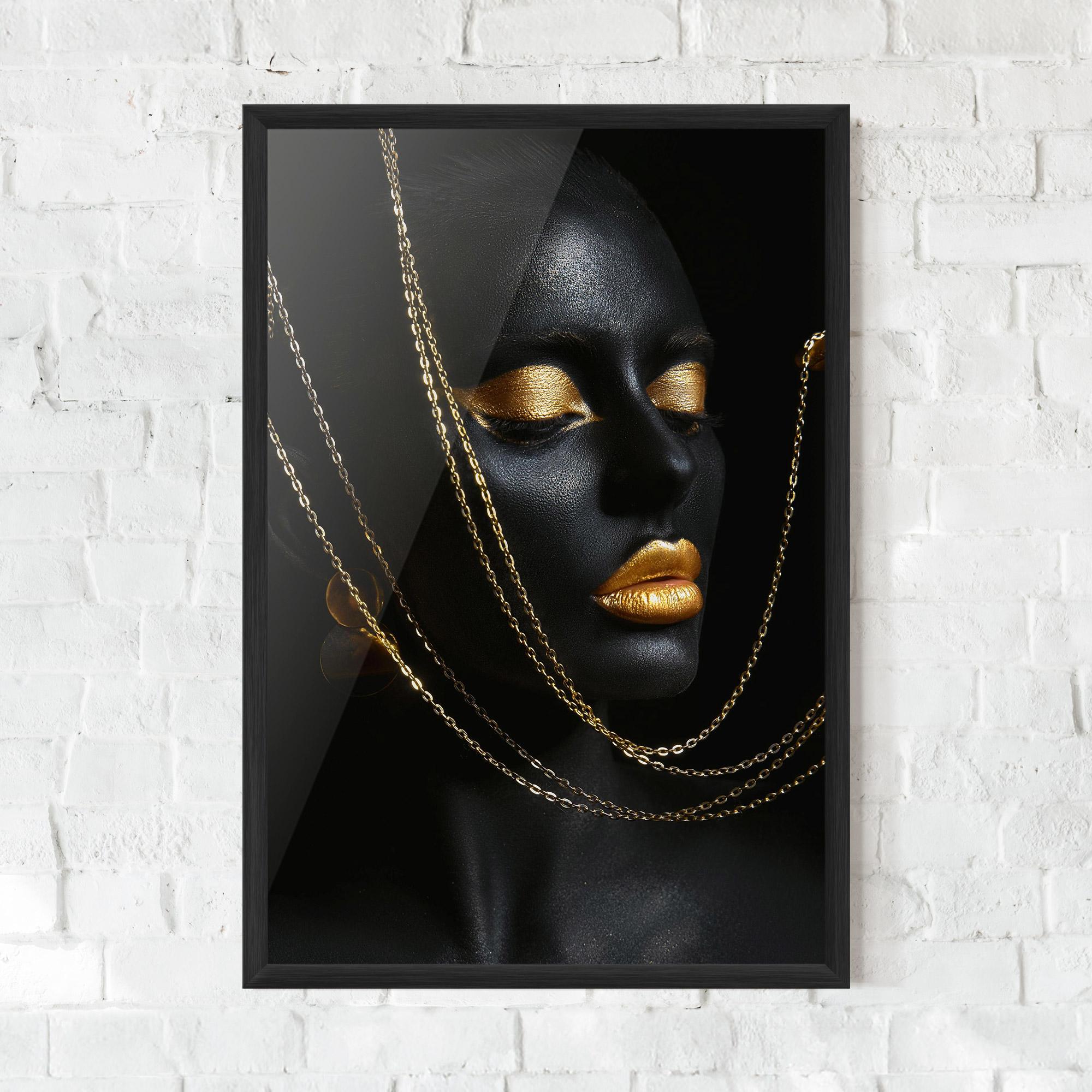 Keretezett Poszter Chain Gold Lips mockup 0