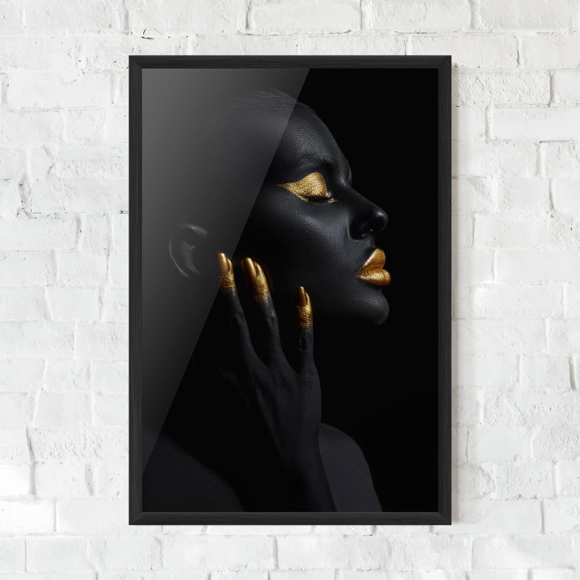 Keretezett Poszter Gold Black Paint mockup 0