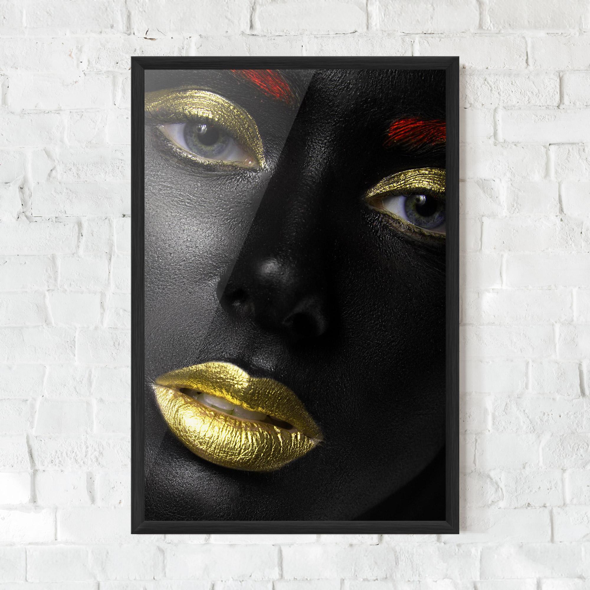 Keretezett Poszter Gold Red Lips mockup 0