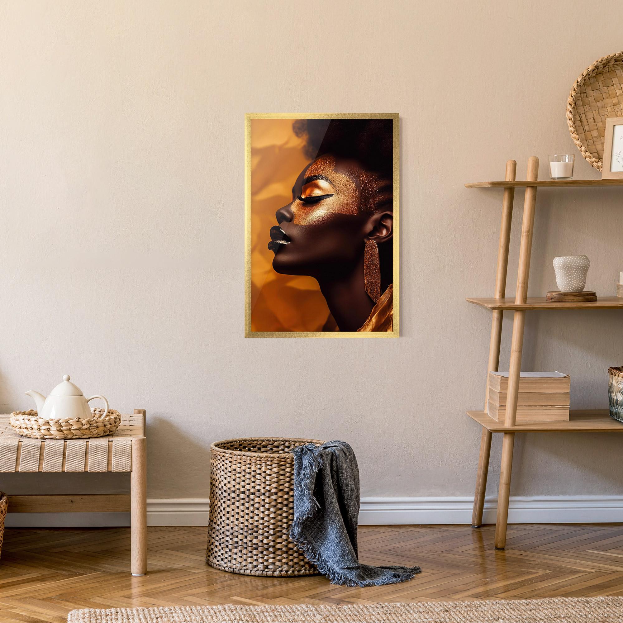 Keretezett Poszter Fashion Gold Portrait mockup 9