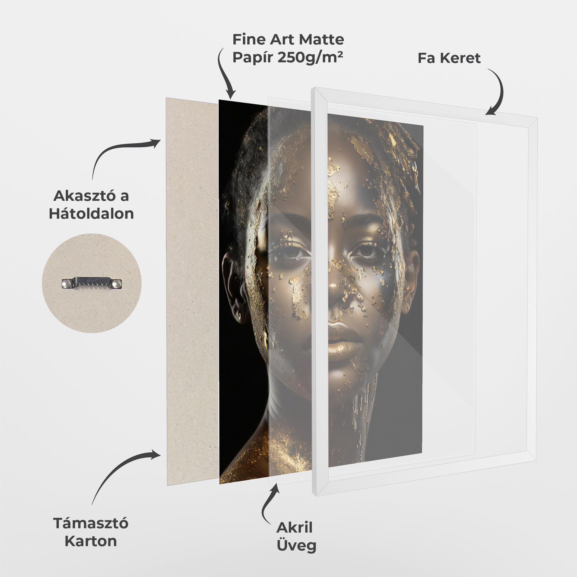 Keretezett Poszter Attractive Gold Woman mockup 1