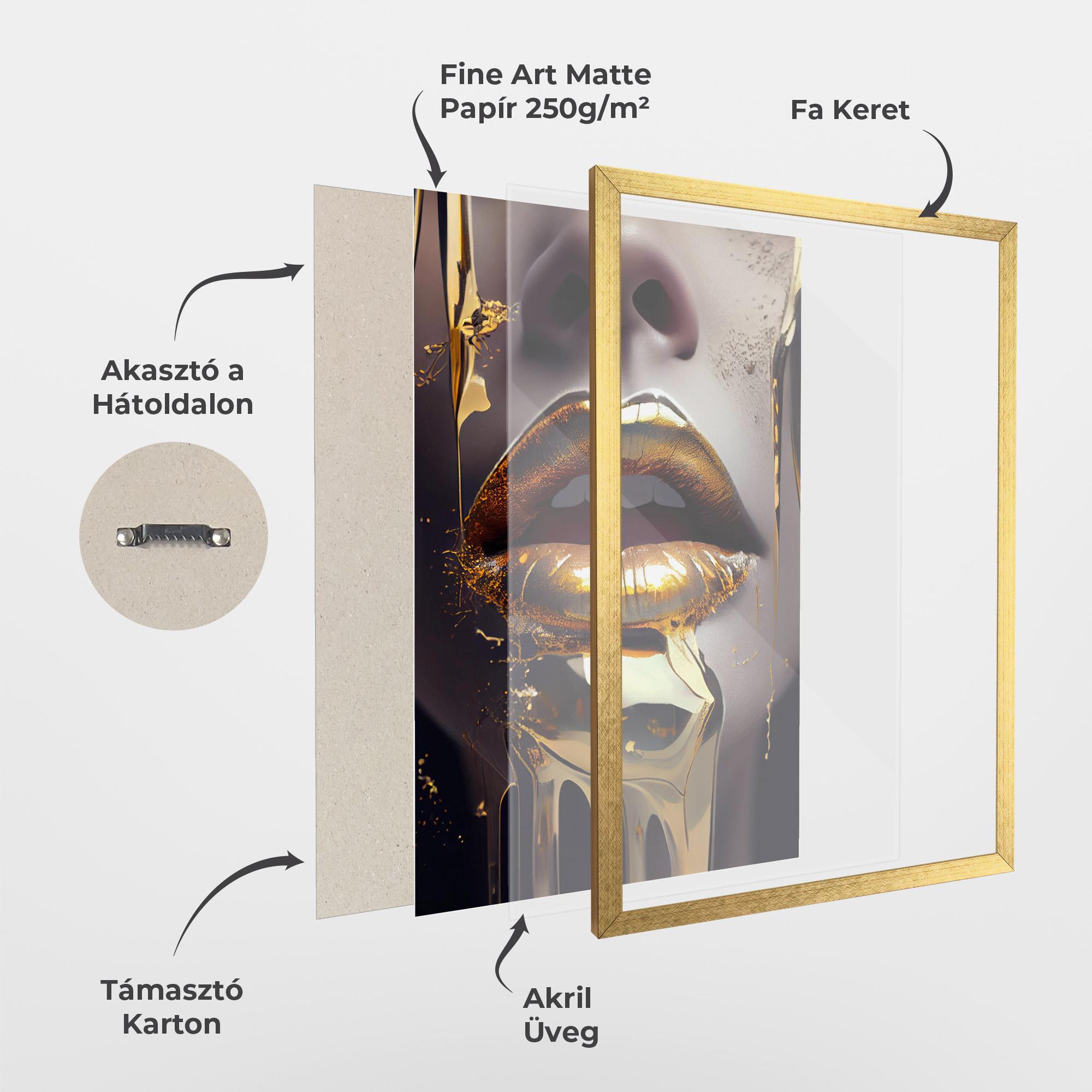 Keretezett Poszter Glamorous Gold Lips mockup 1