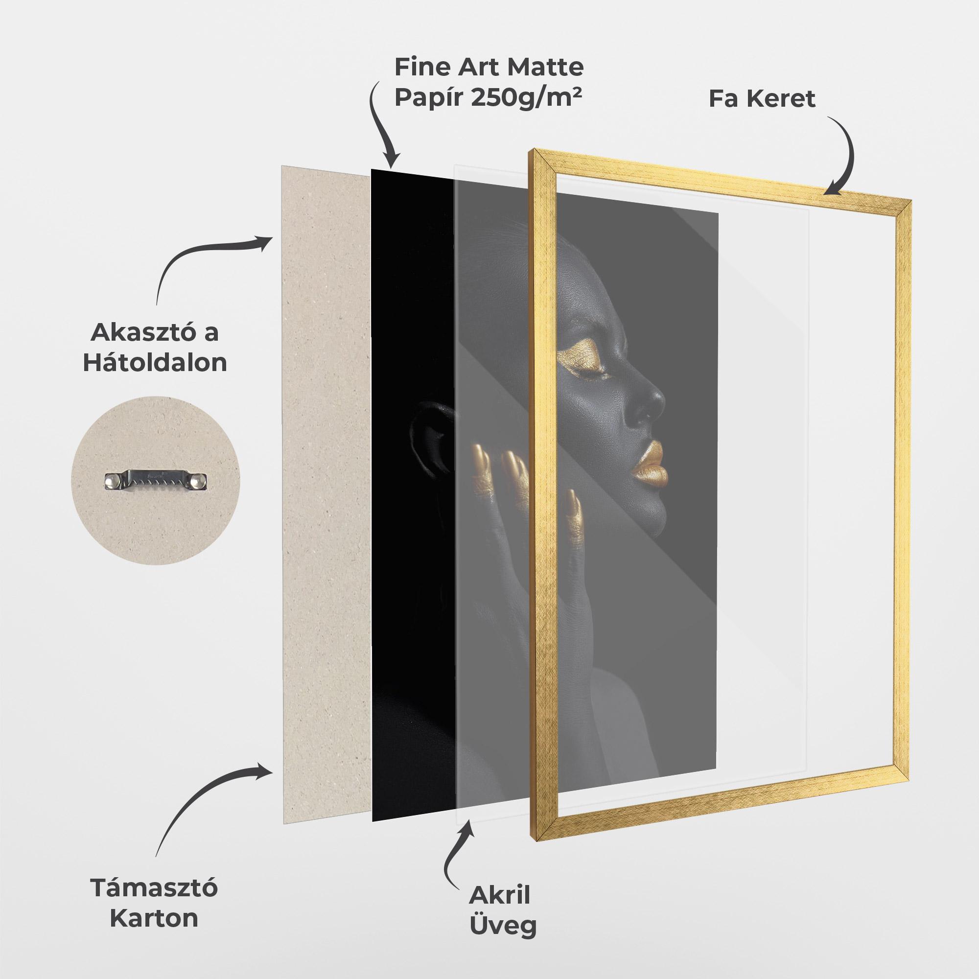 Keretezett Poszter Gold Black Paint mockup 1