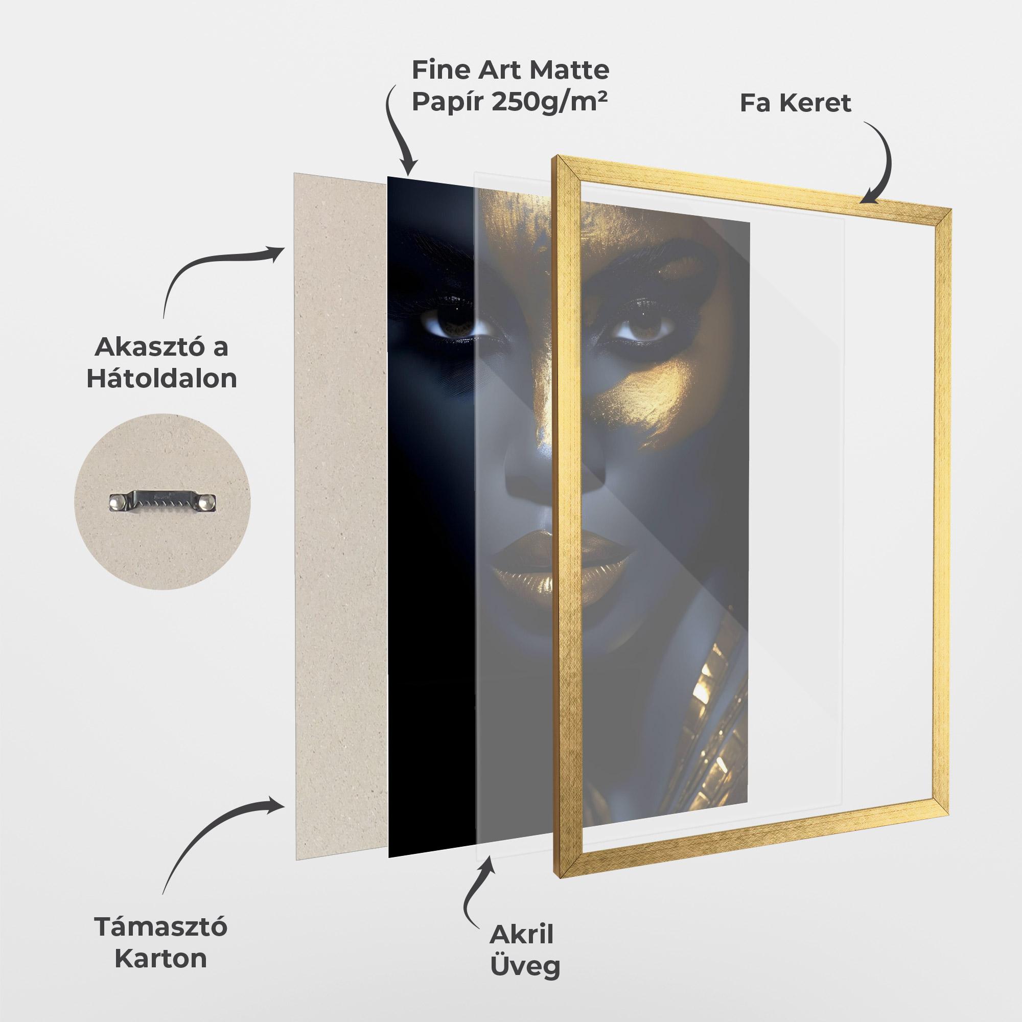 Keretezett Poszter Gold Blue Face mockup 1