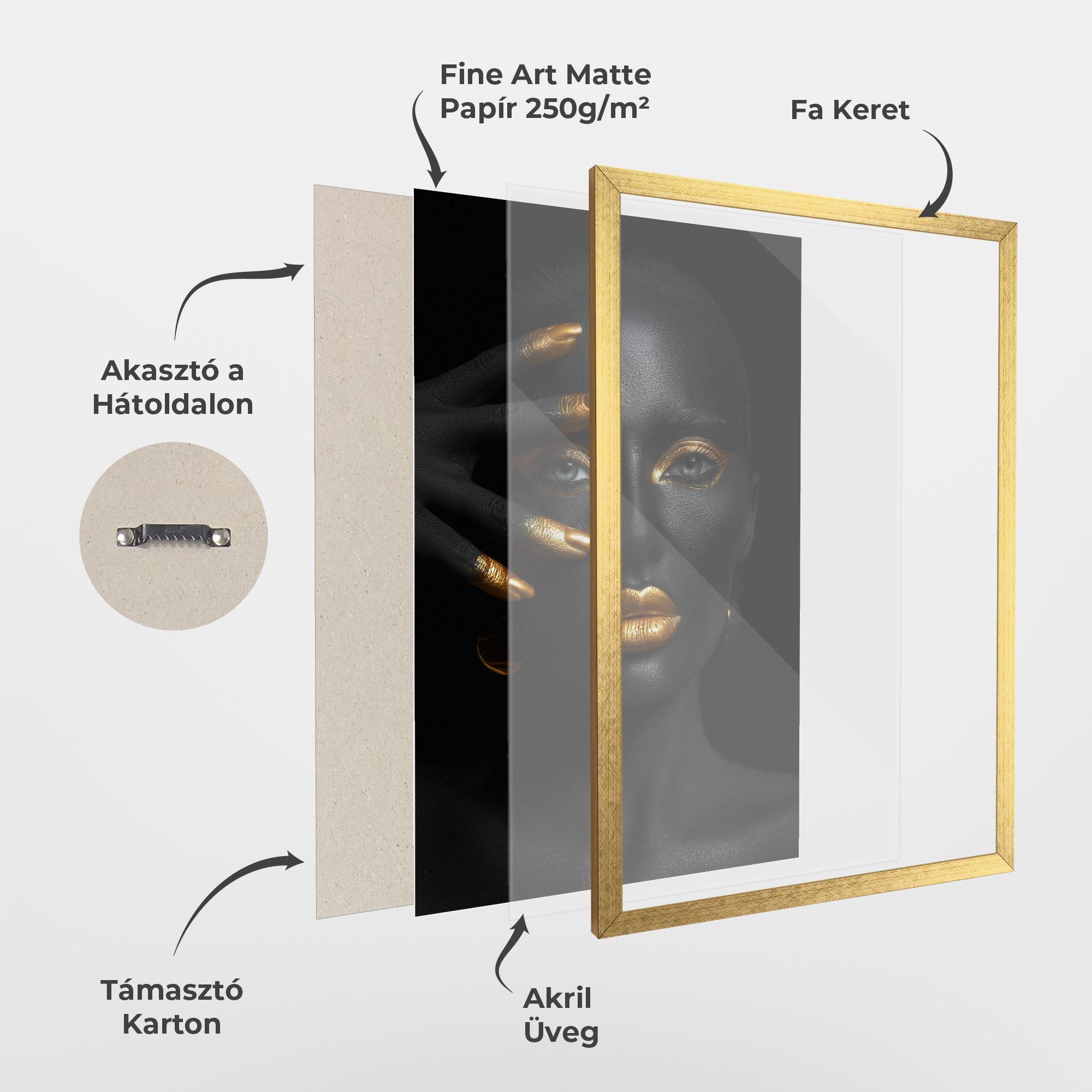 Keretezett Poszter Gold Makeup Nails mockup 1