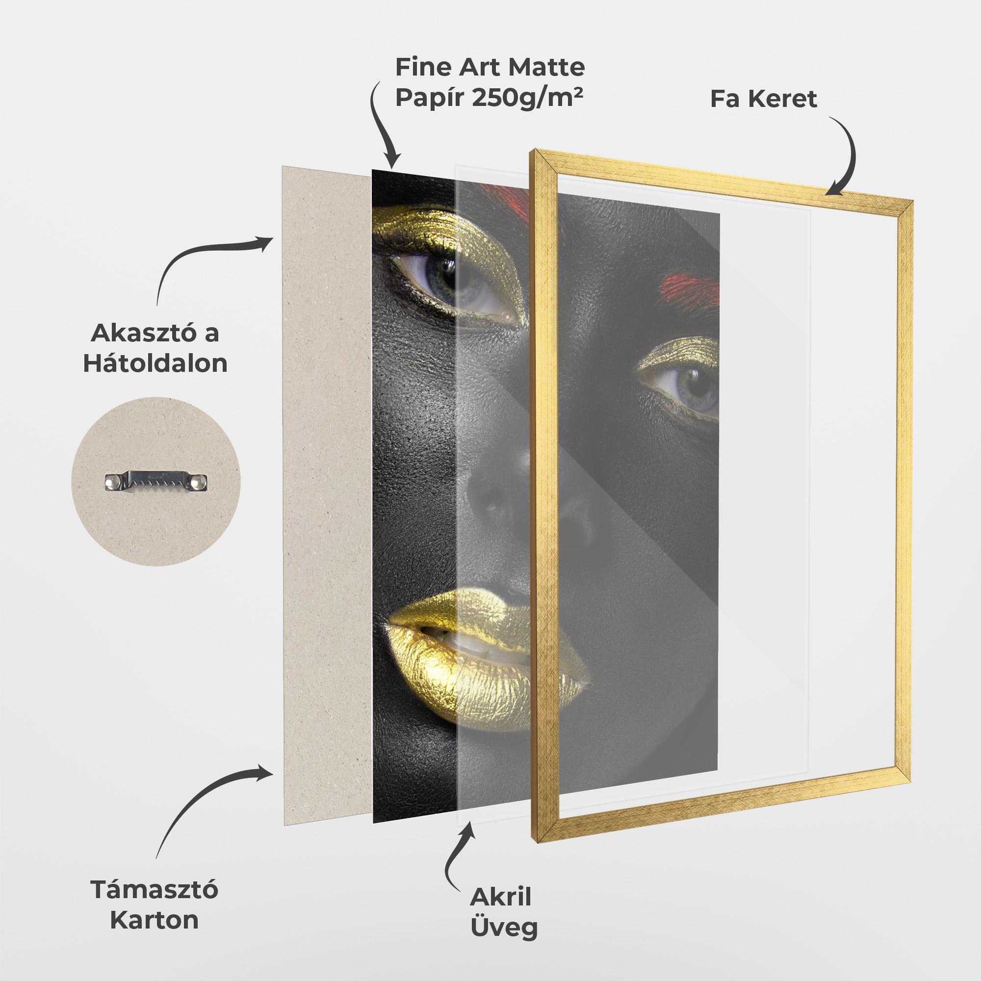 Keretezett Poszter Gold Red Lips mockup 1