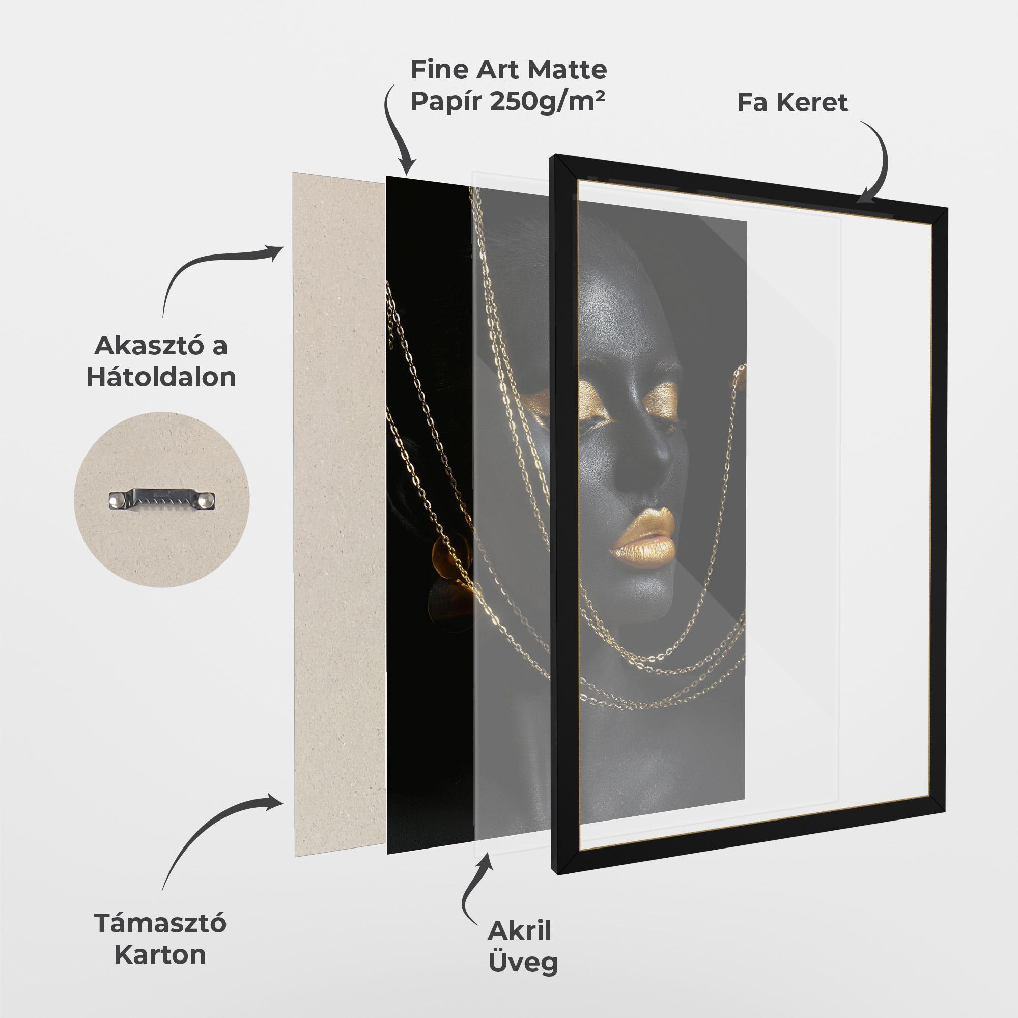 Keretezett Poszter Chain Gold Lips mockup 1
