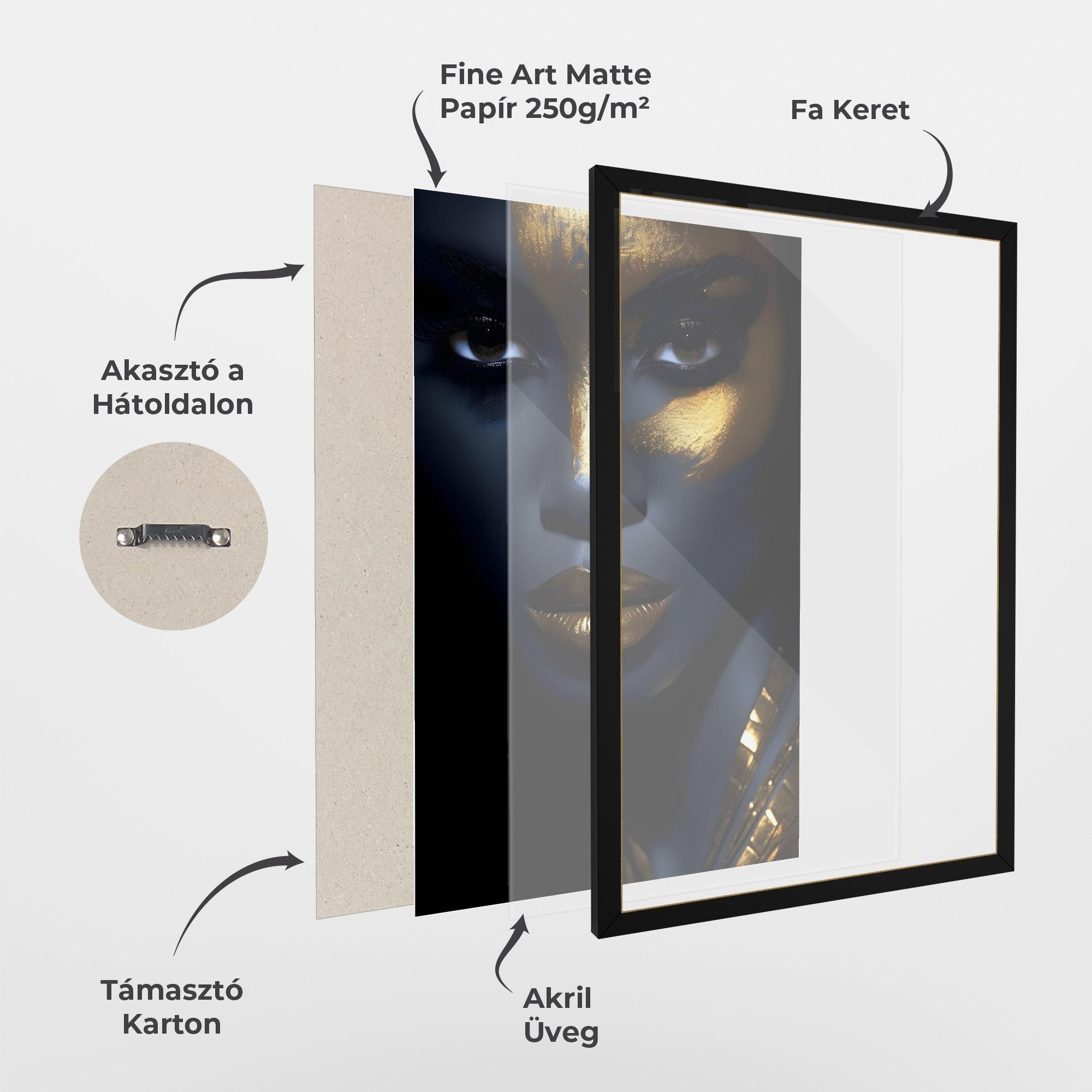 Keretezett Poszter Gold Blue Face mockup 1