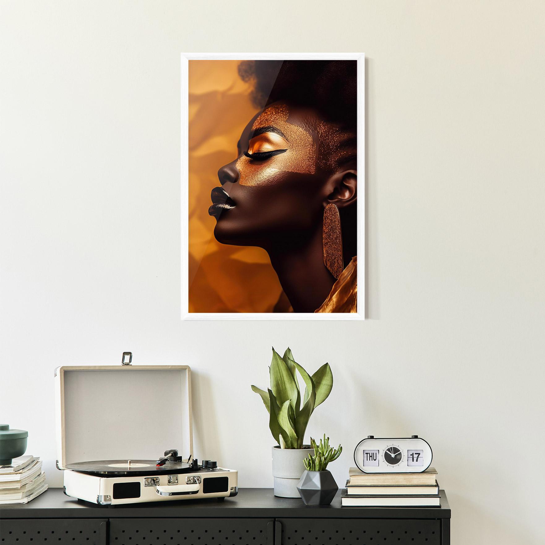 Keretezett Poszter Fashion Gold Portrait mockup 2