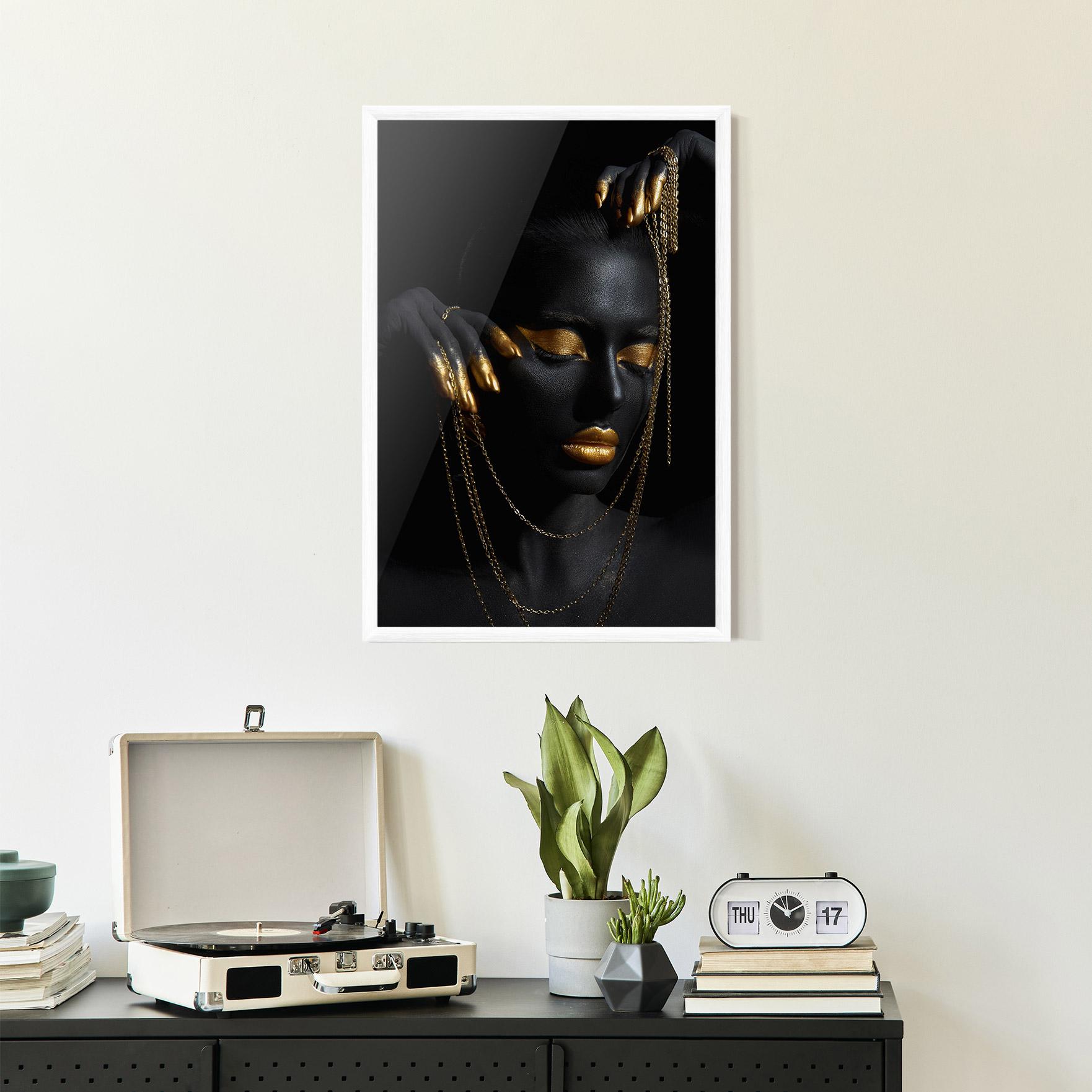 Keretezett Poszter Gold Black Skin mockup 2