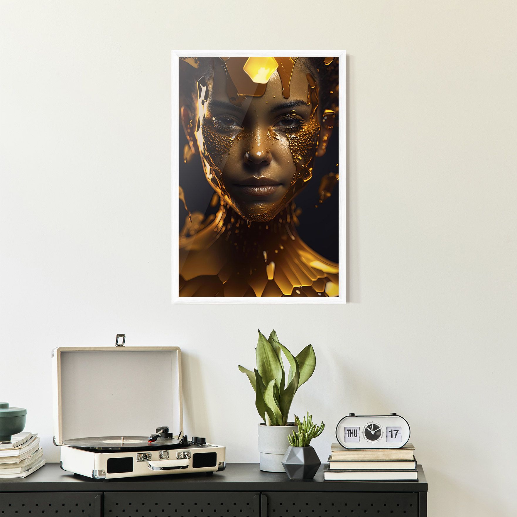 Gold Honeycomb Girl mockup 2
