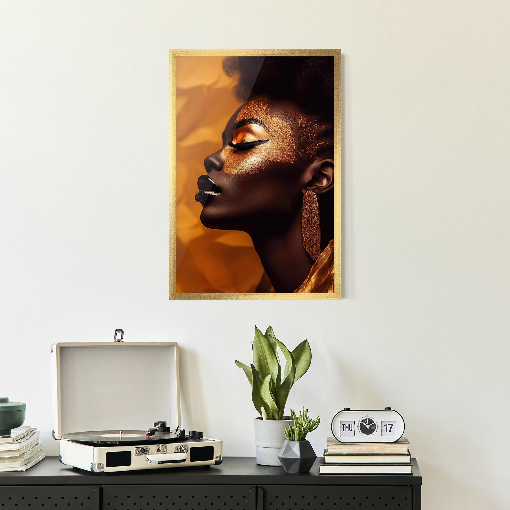 Keretezett Poszter Fashion Gold Portrait mockup 2