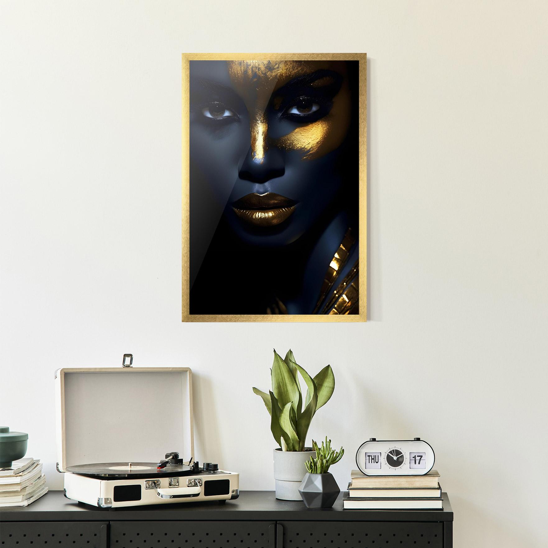 Keretezett Poszter Gold Blue Face mockup 2