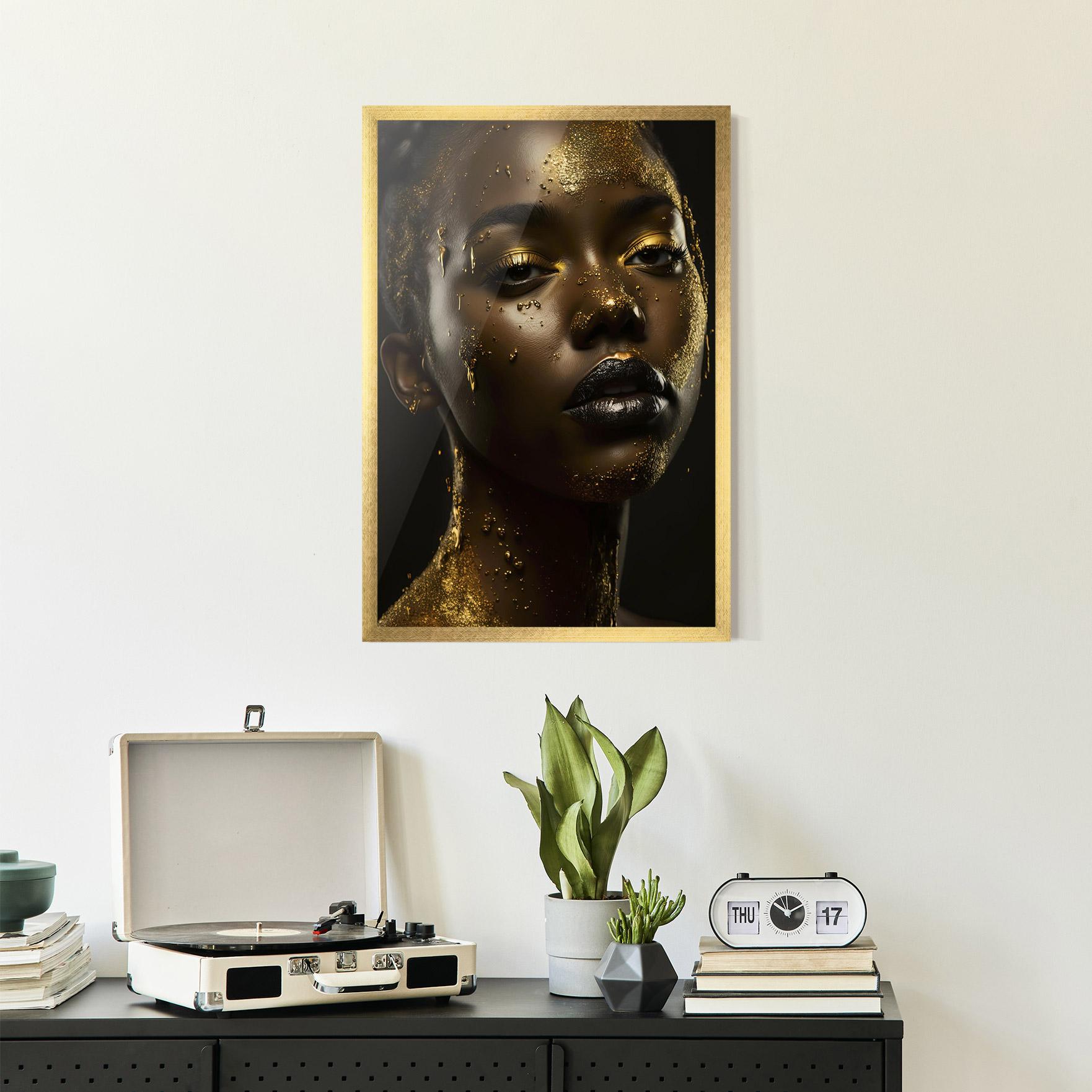 Keretezett Poszter Gold Sparkling Woman mockup 2