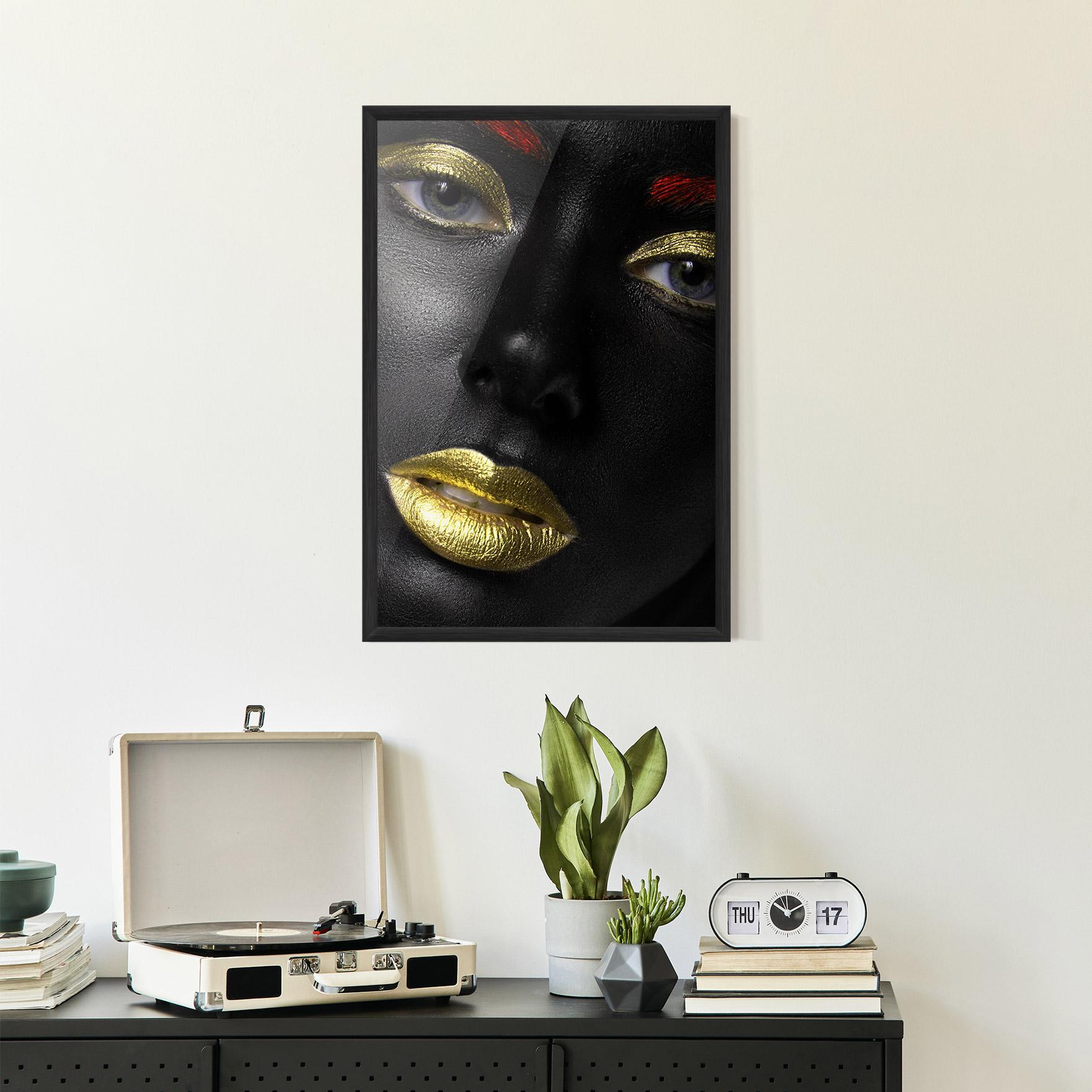 Keretezett Poszter Gold Red Lips mockup 2