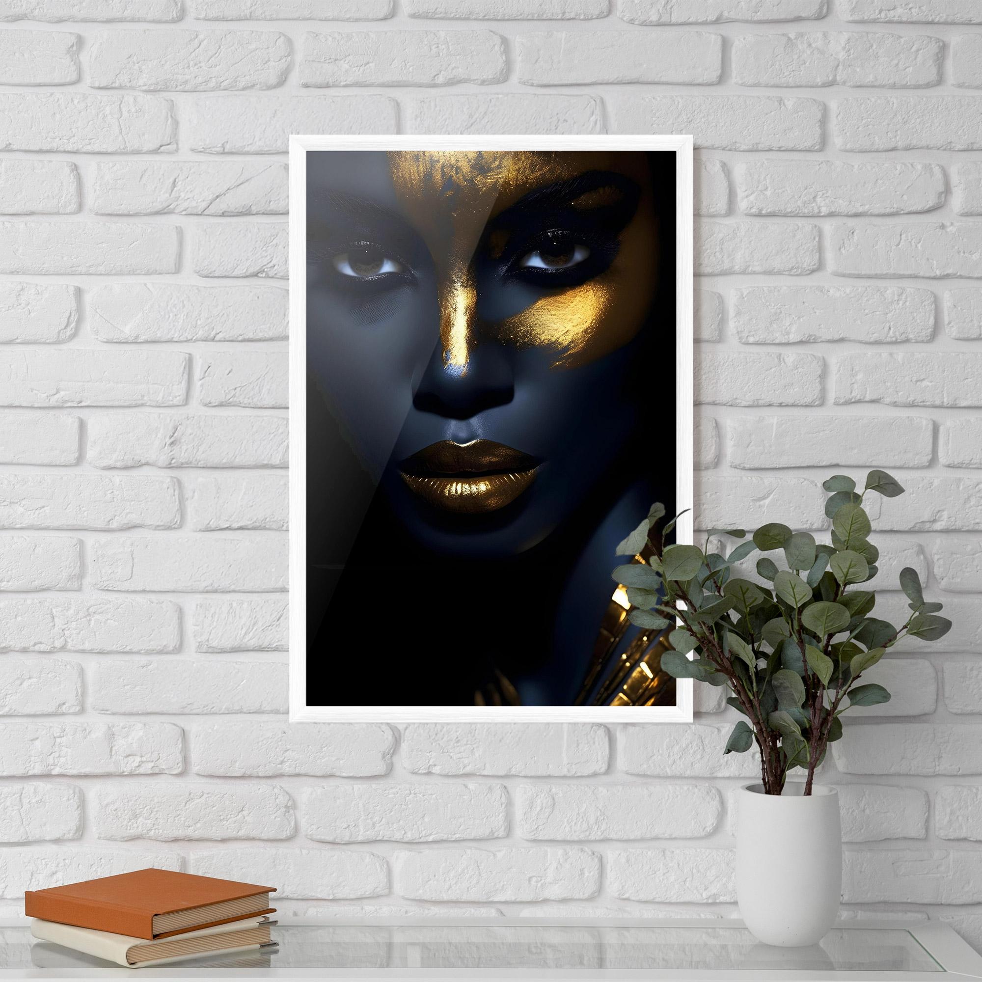 Keretezett Poszter Gold Blue Face mockup 5