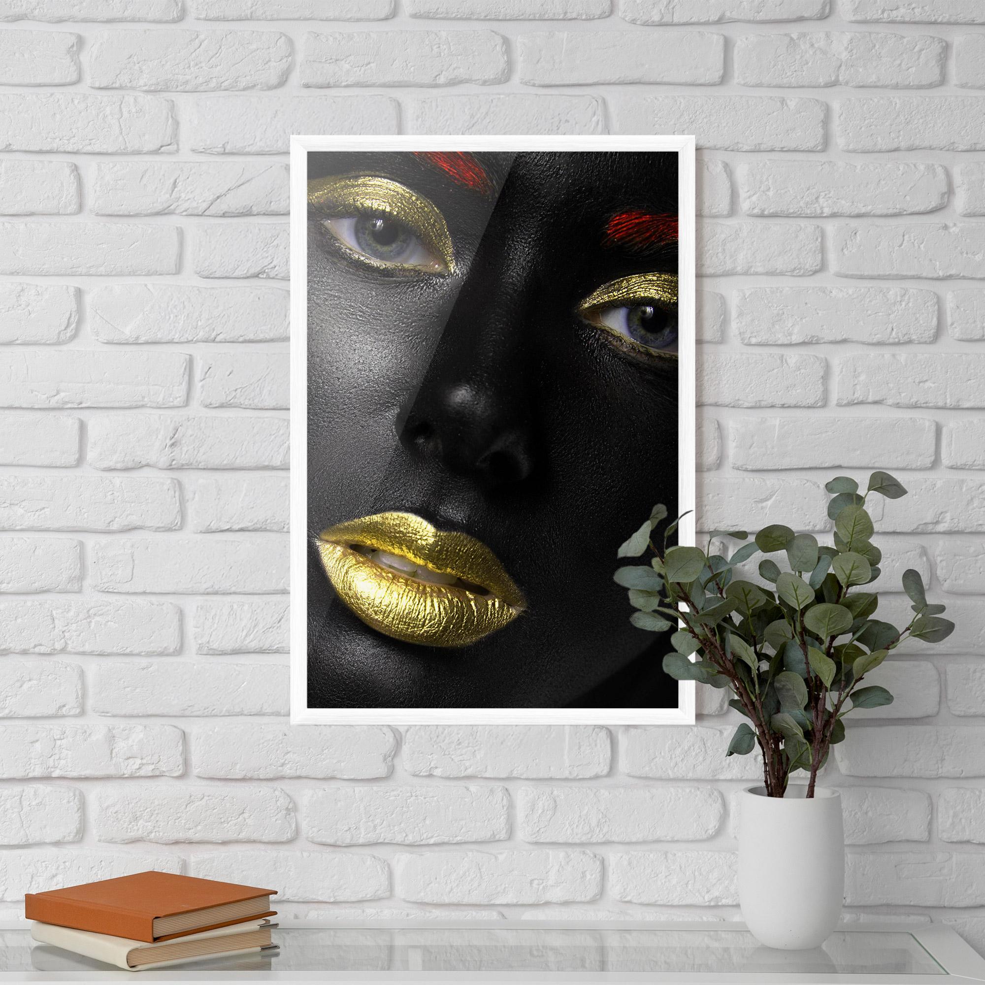 Keretezett Poszter Gold Red Lips mockup 5