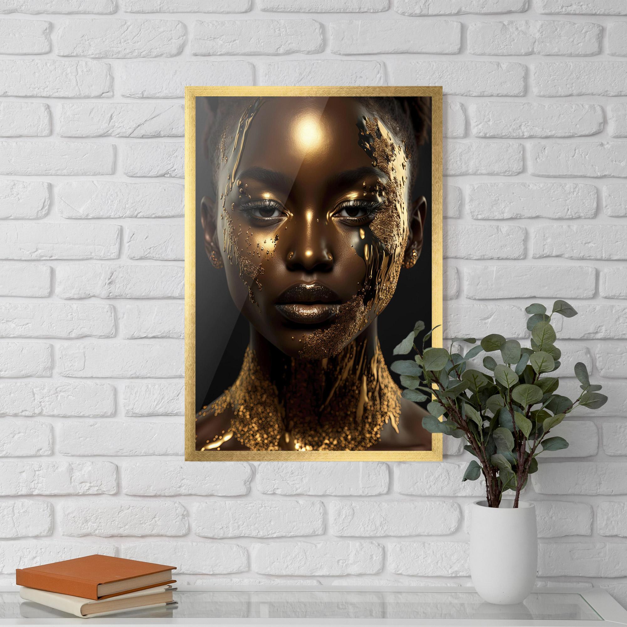 Keretezett Poszter Dripping Gold Woman mockup 5
