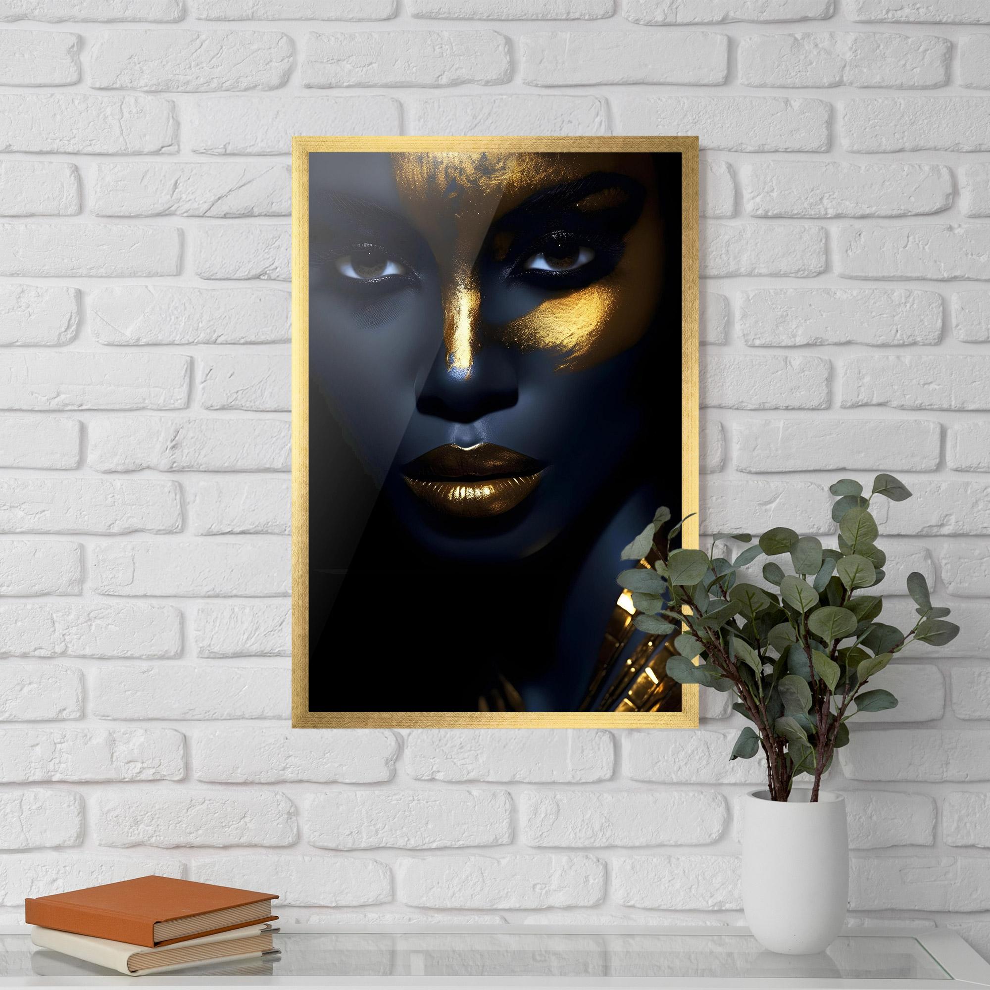 Keretezett Poszter Gold Blue Face mockup 5