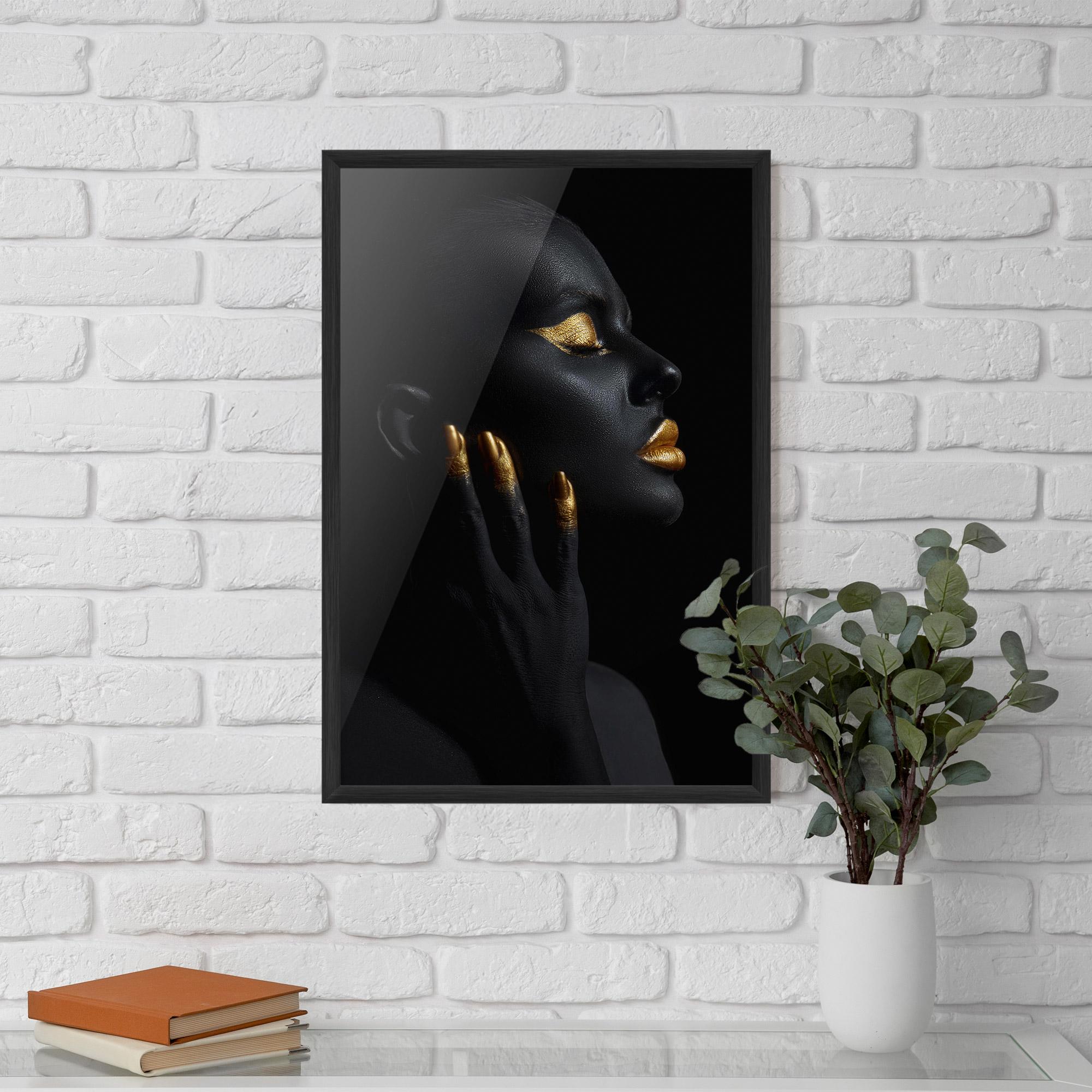 Keretezett Poszter Gold Black Paint mockup 5