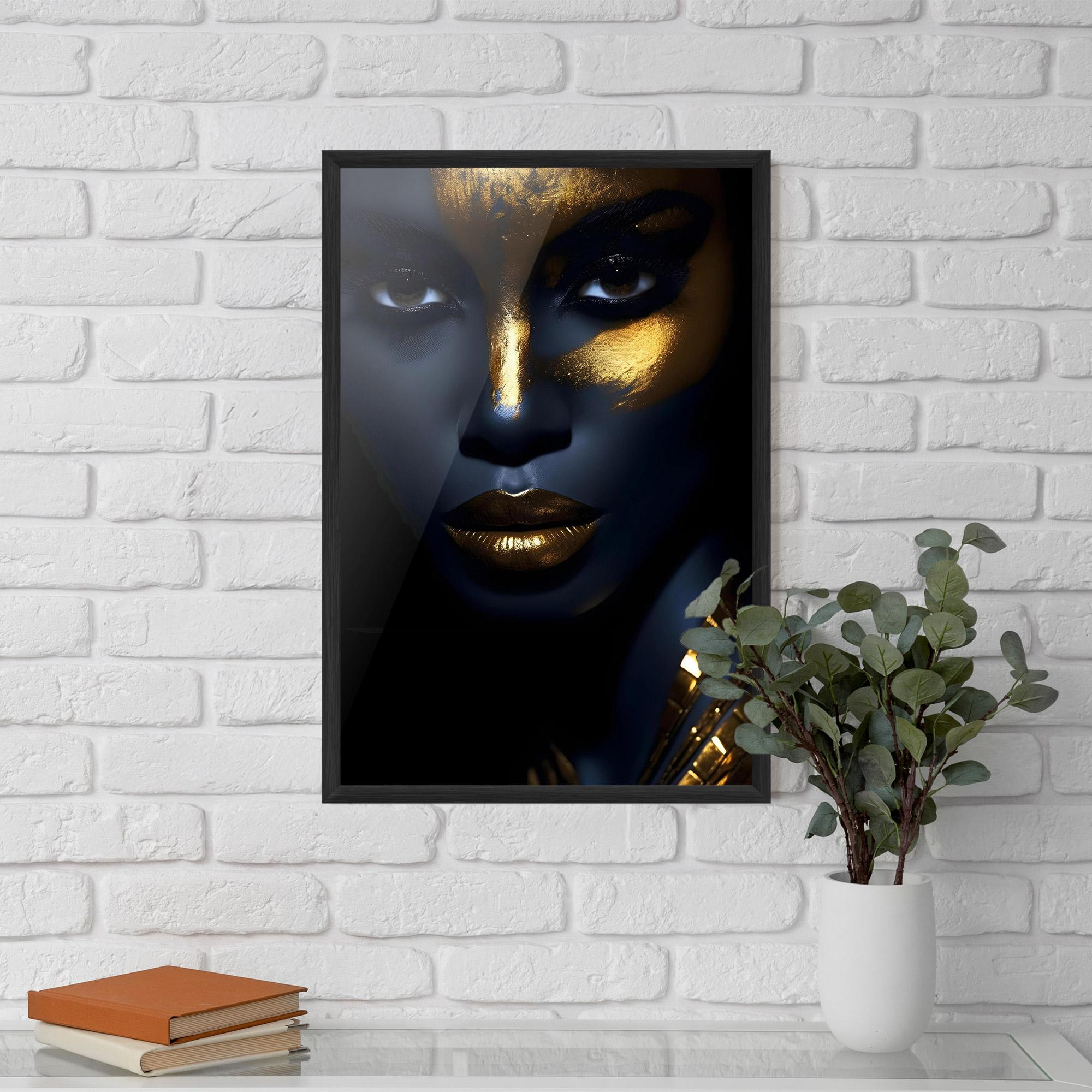 Keretezett Poszter Gold Blue Face mockup 5